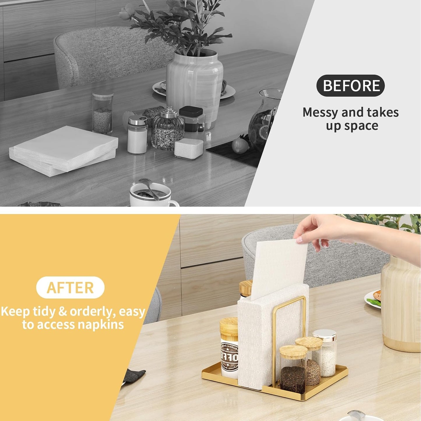 Metal Napkin Holder / Gold