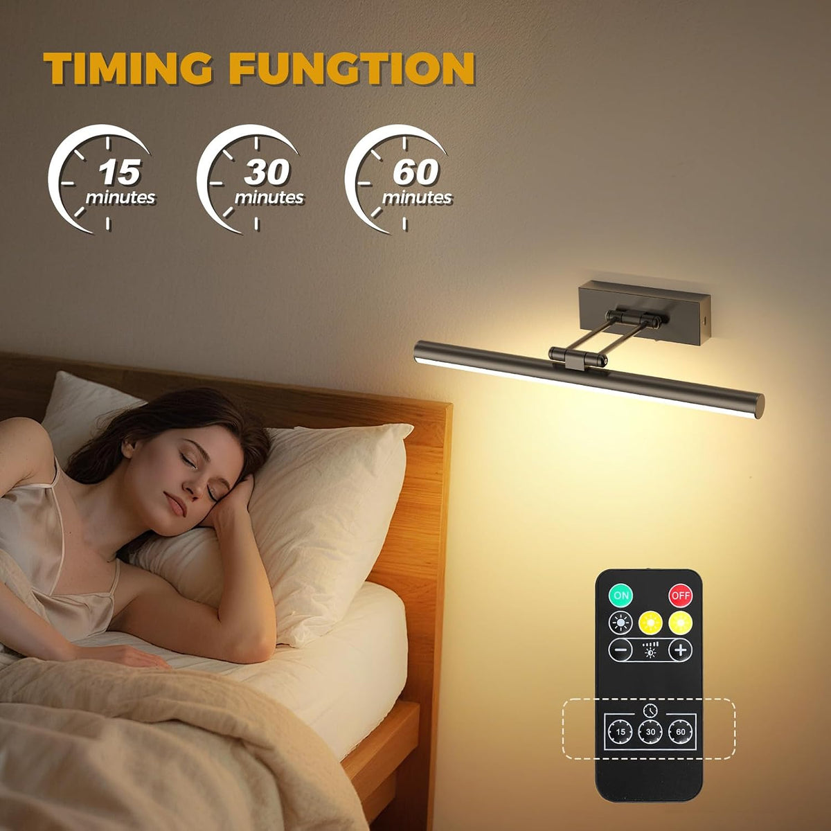 JUSHENG Battery Operated Picture Lights for Wall Brushed Grey 3CCT Dimmable Gallery Lights with Remote and Timer