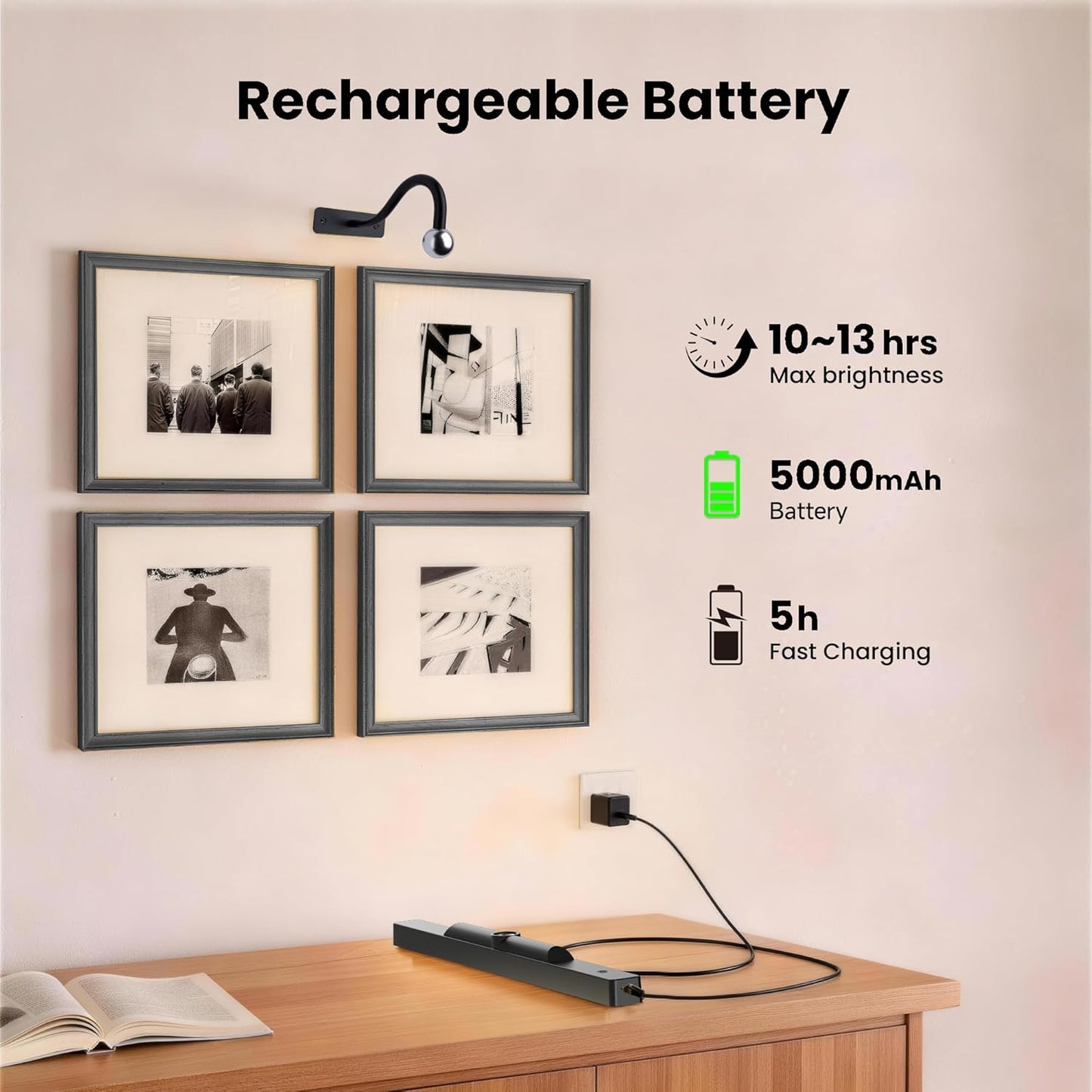 2Pack Picture Light, 13Hrs Lasting Battery Operated Picture Lights for Paintings,16in Remote Control Display Art Light