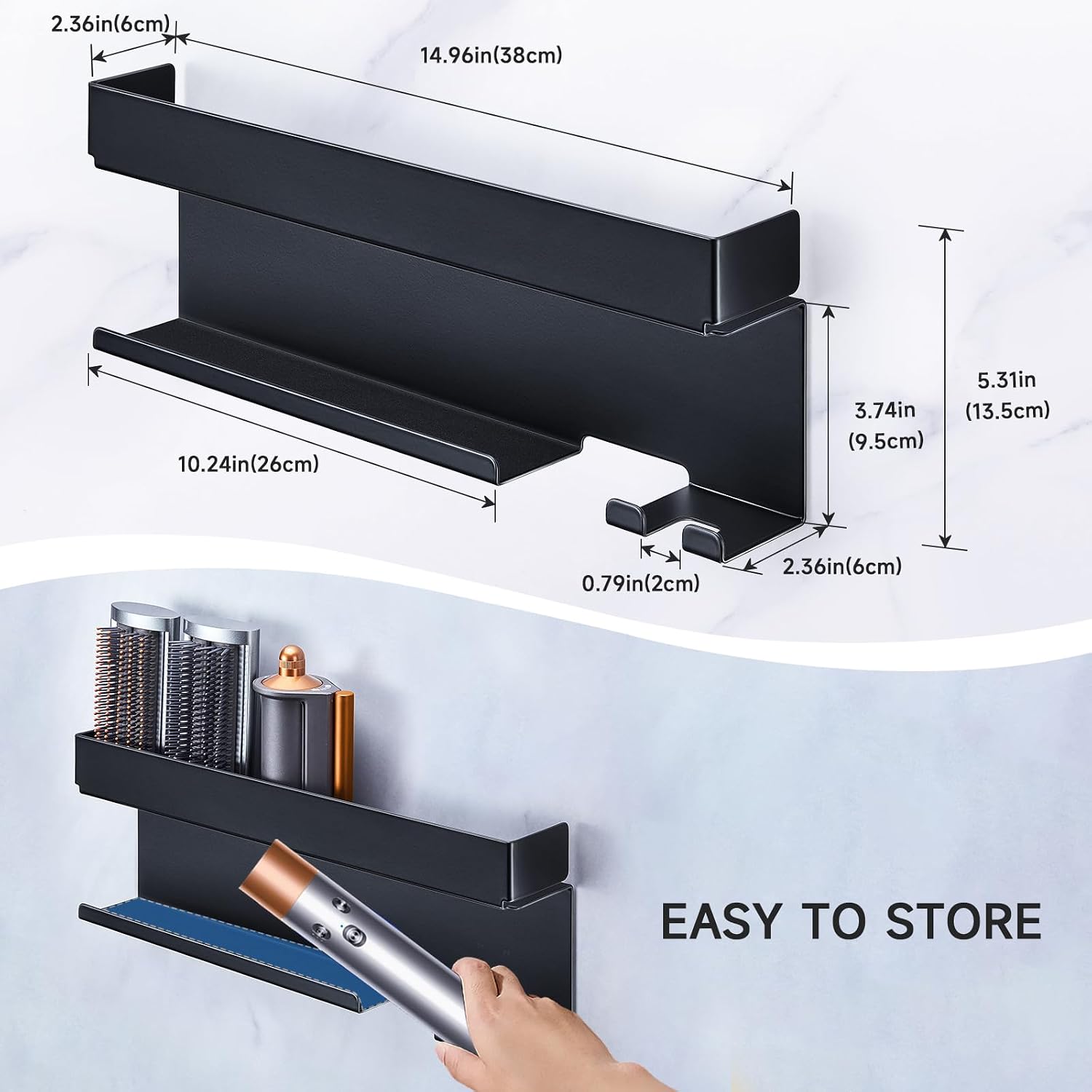 Storage Hair Dryer Holder for Curling Iron Accessories, Hair Tool Organizer Wall Mount, Curling Iron Holder Organizer
