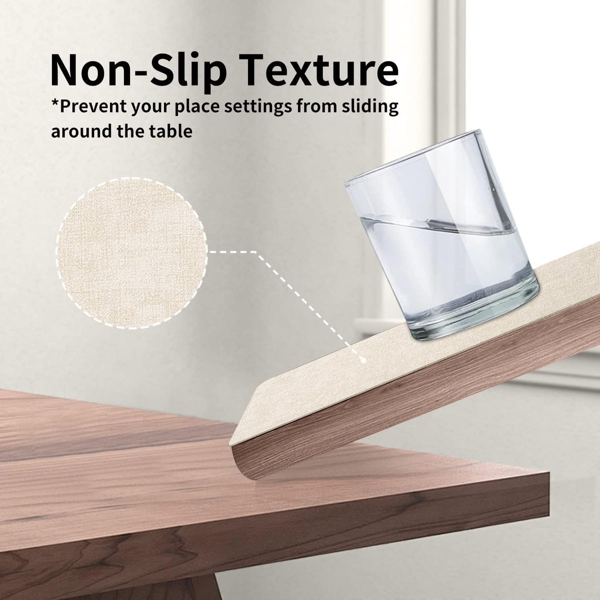 Maxpearl Faux Leather Placemats Set of 8, Easy to Clean, Beige | Waterproof - Heat Resistant - Non Slip - Wipe Clean