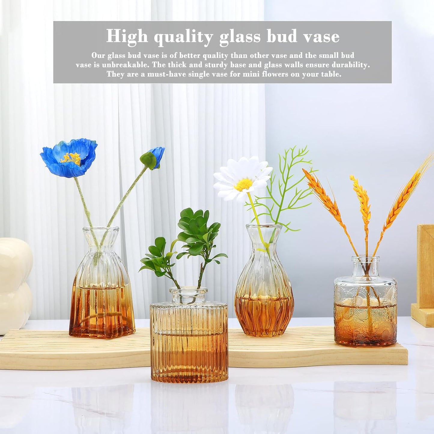 Glass Bud Vases / Brown / Set of 4