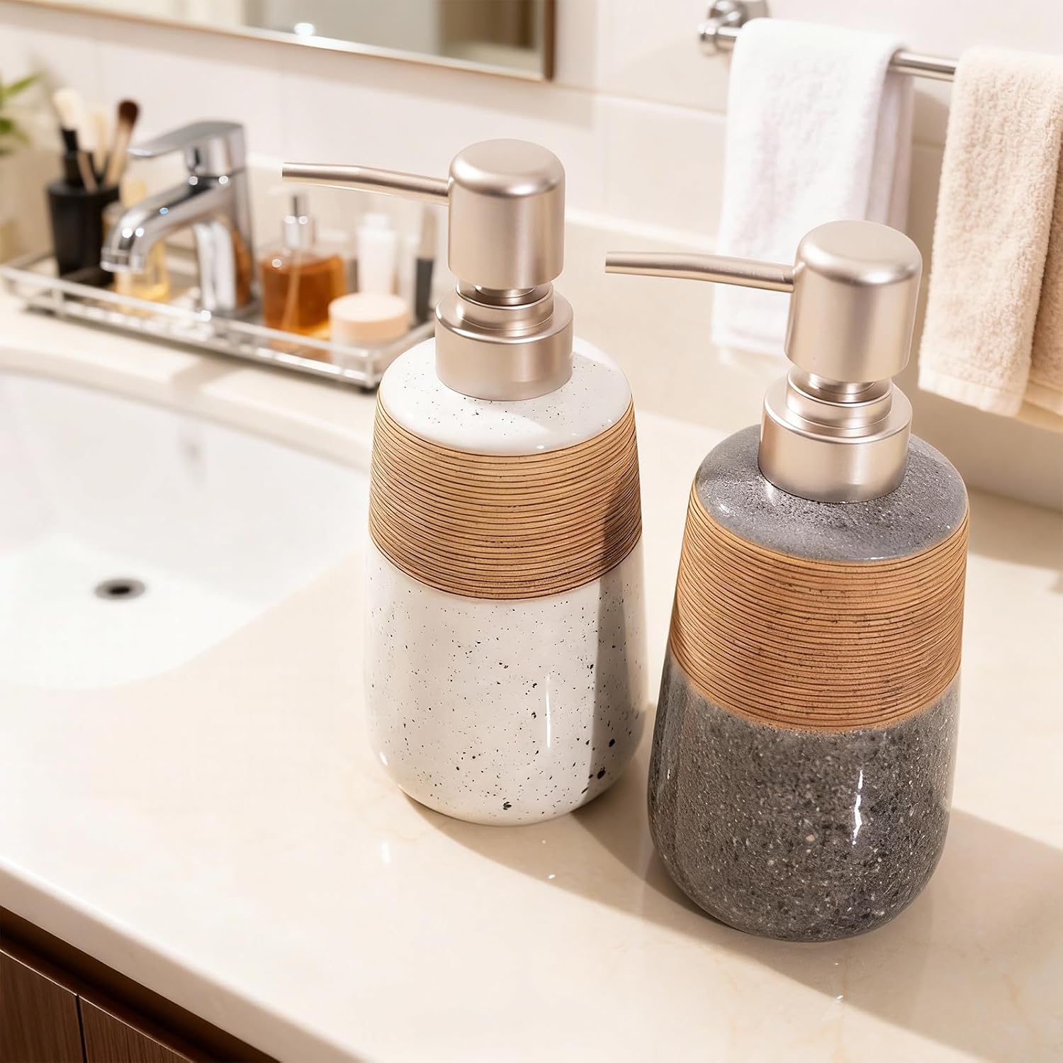 Ceramic Soap Dispenser Set / 2 x 15 / Oz Soap Dispenser / Set of 2
