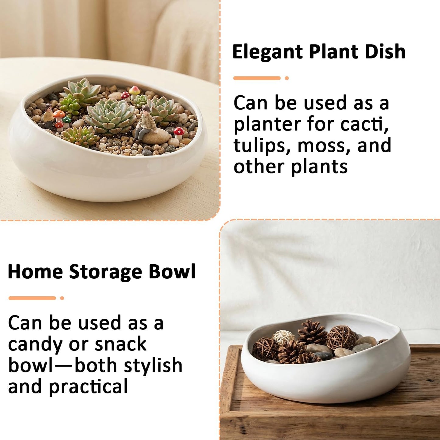 Ceramic Fruit Bowl / White / 8 Inch