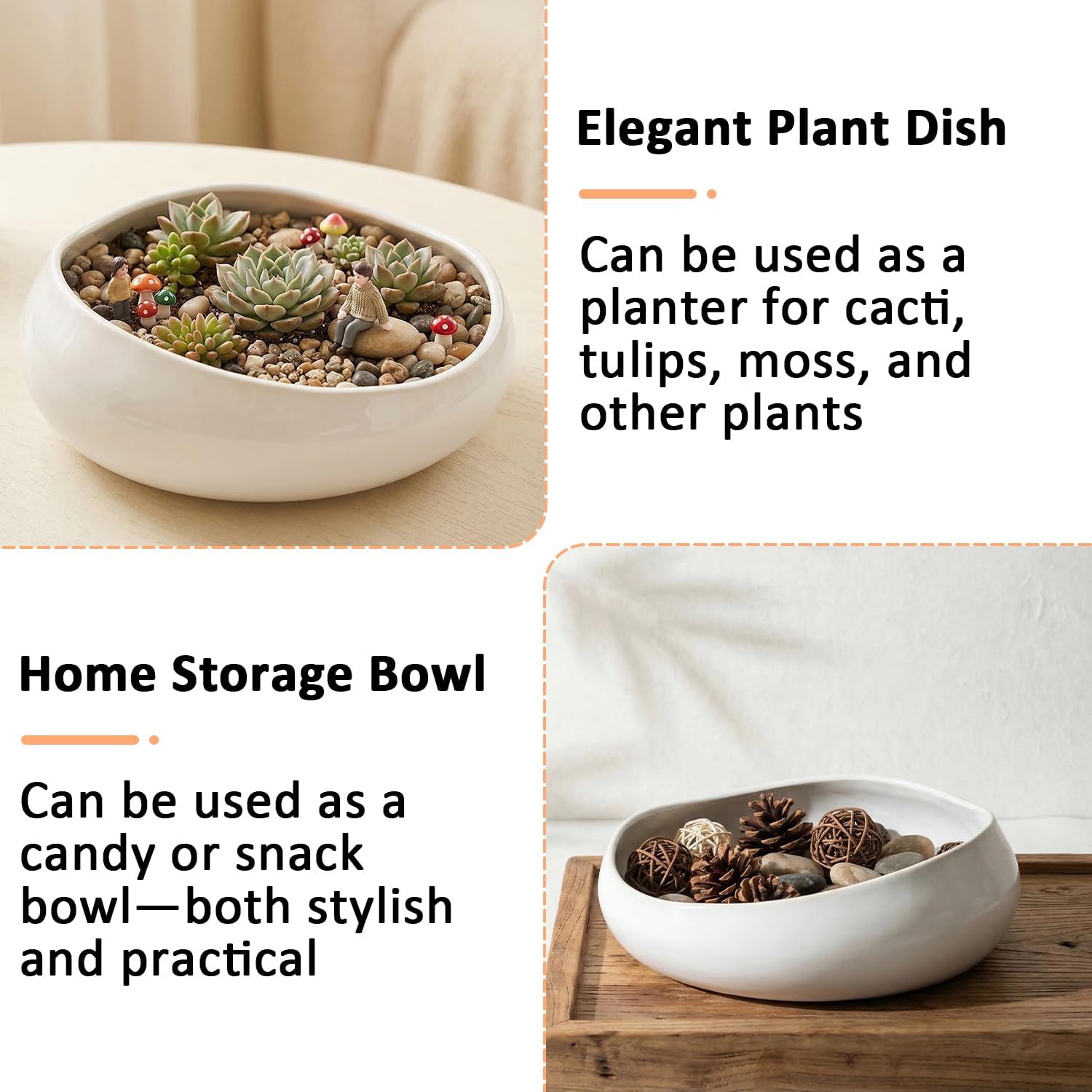 Ceramic Fruit Bowl / White / 8 Inch