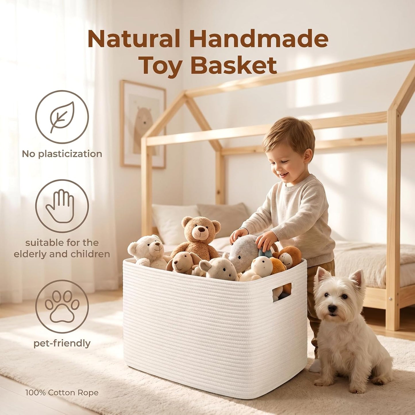 Woven Cotton Rope Baskets for Organizing / White / 22 x 17 x 12