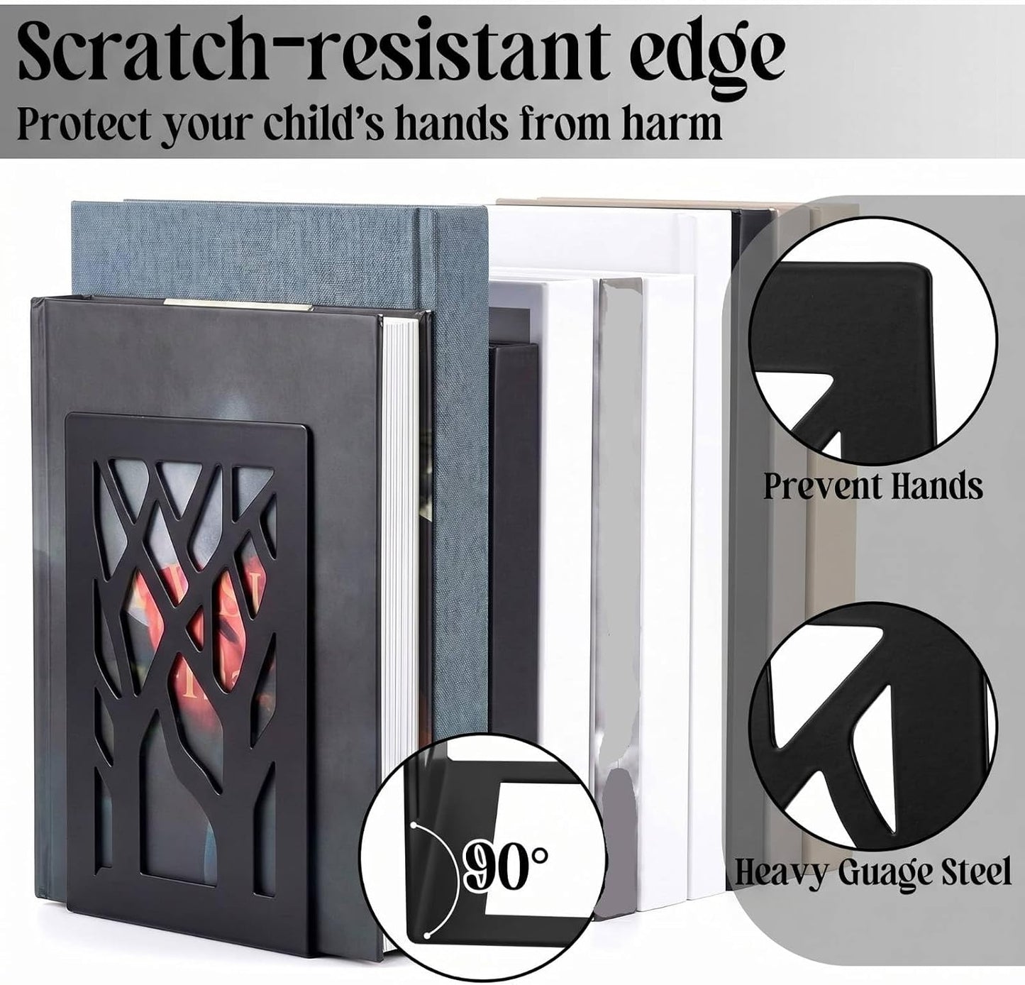 Metal Bookends / Black Trees / Set of 6