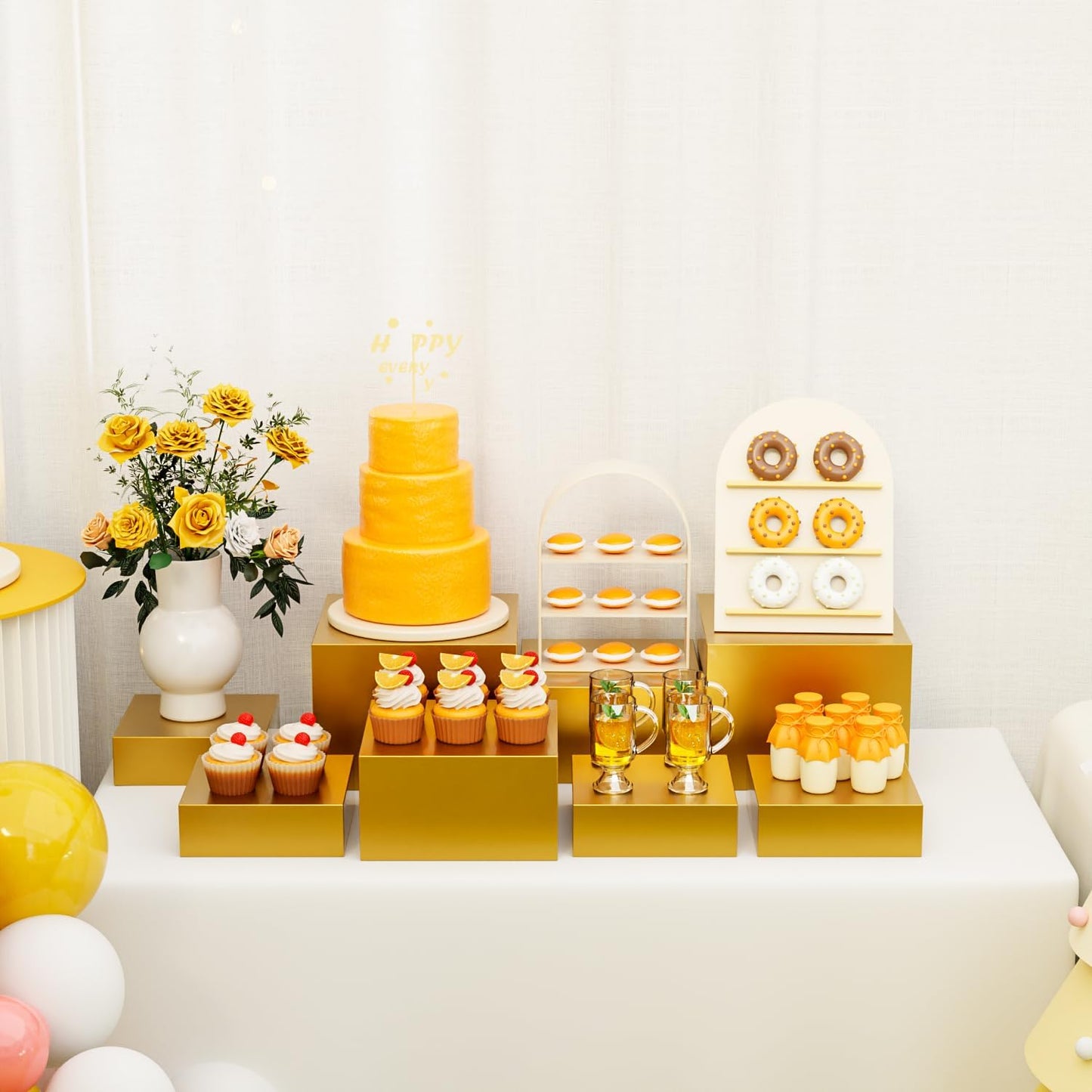 Metal Display Stands for Buffet Table / Gold / 1 Set