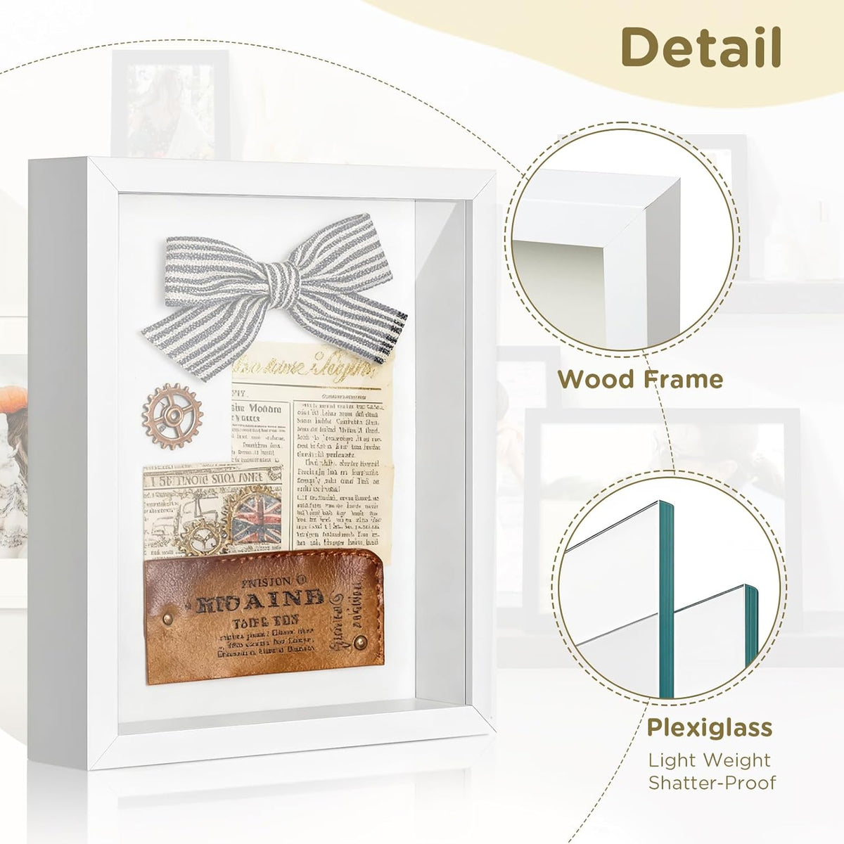 2 Pack Shadow Box Frame 11"x 14" - Wood Deep Shadowbox with Glass | Shadow Boxes Display Cases Suitable for Photos