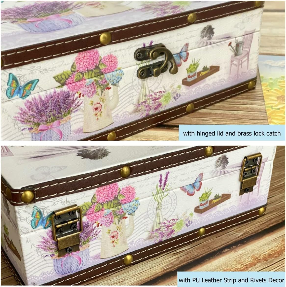 Vintage Wooden Storage Box / Lavender, Medium