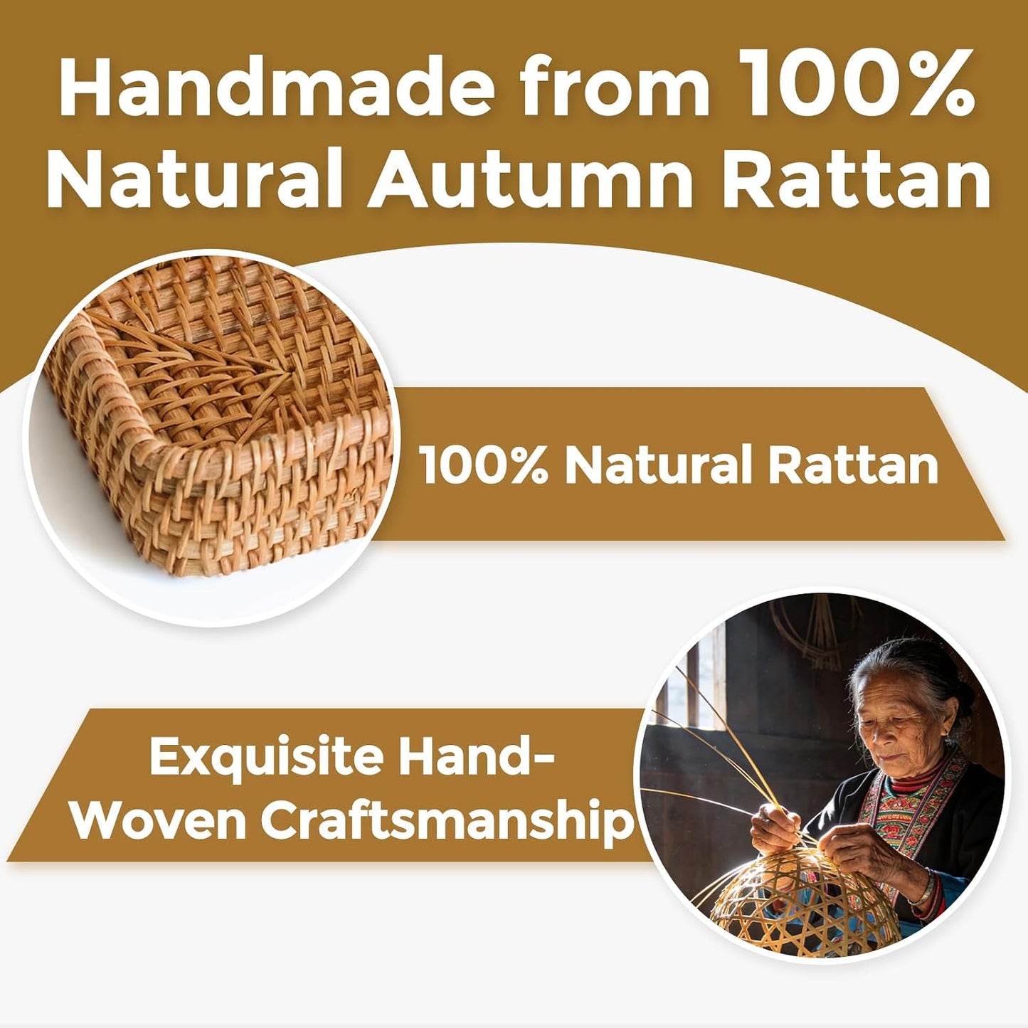 Small Rattan Serving Tray / 8.2 x 4.3 / XS / Natural
