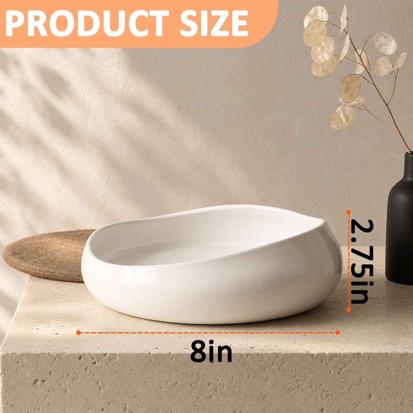 Ceramic Fruit Bowl / White / 8 Inch
