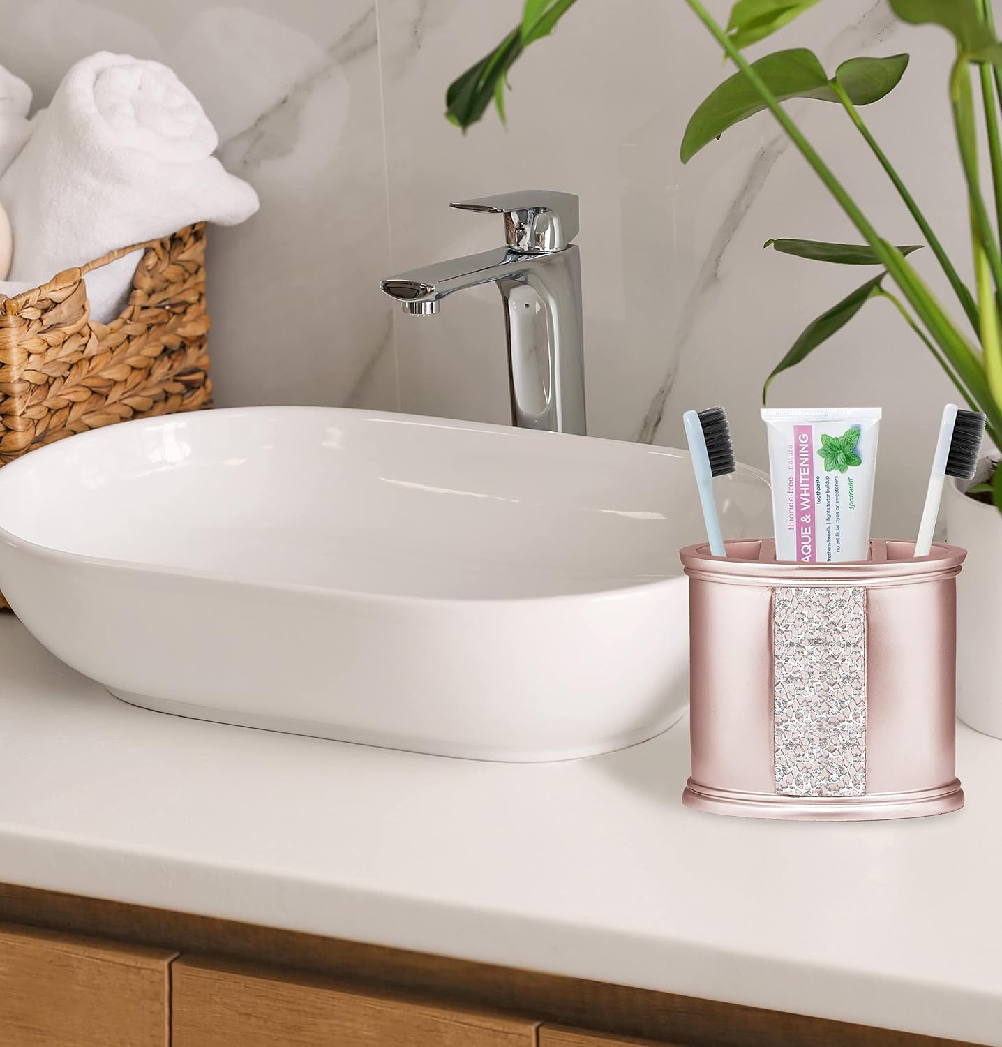 Zahari Home 4pc Sinatra Stylish Bathroom Accessories Set Liquid Soap Dispenser, Tumbler, Tooth Brush Holder and Soap