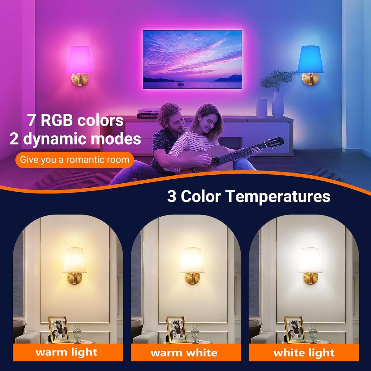 YHCDLAMP Peel and Stick Wall Sconces, No Drilling Stick On Wall Sconce, Wireless Battery Operated Wall Lights, Adhesive