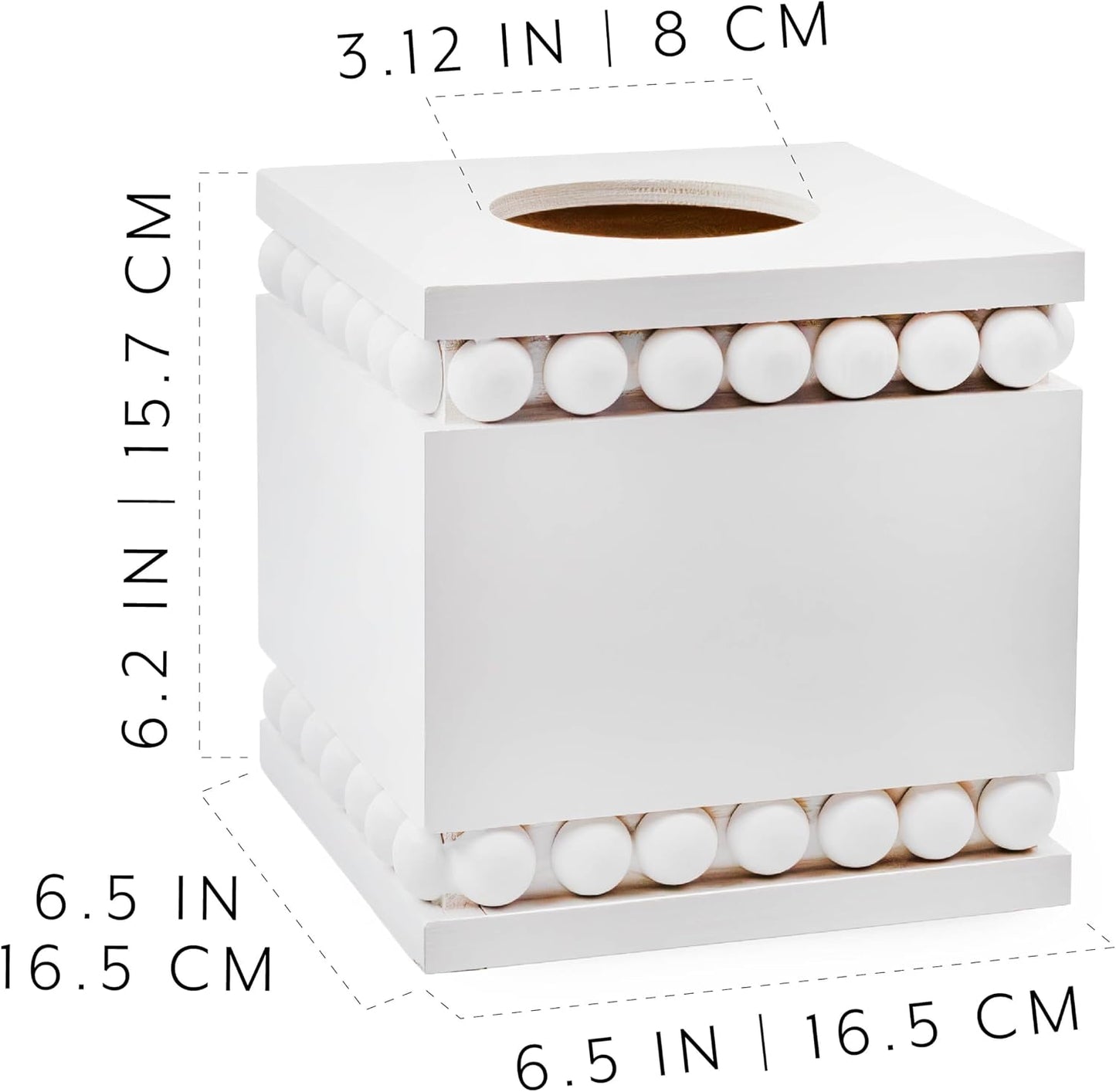 Rustic Farmhouse Wood Tissue Holder / Square / White