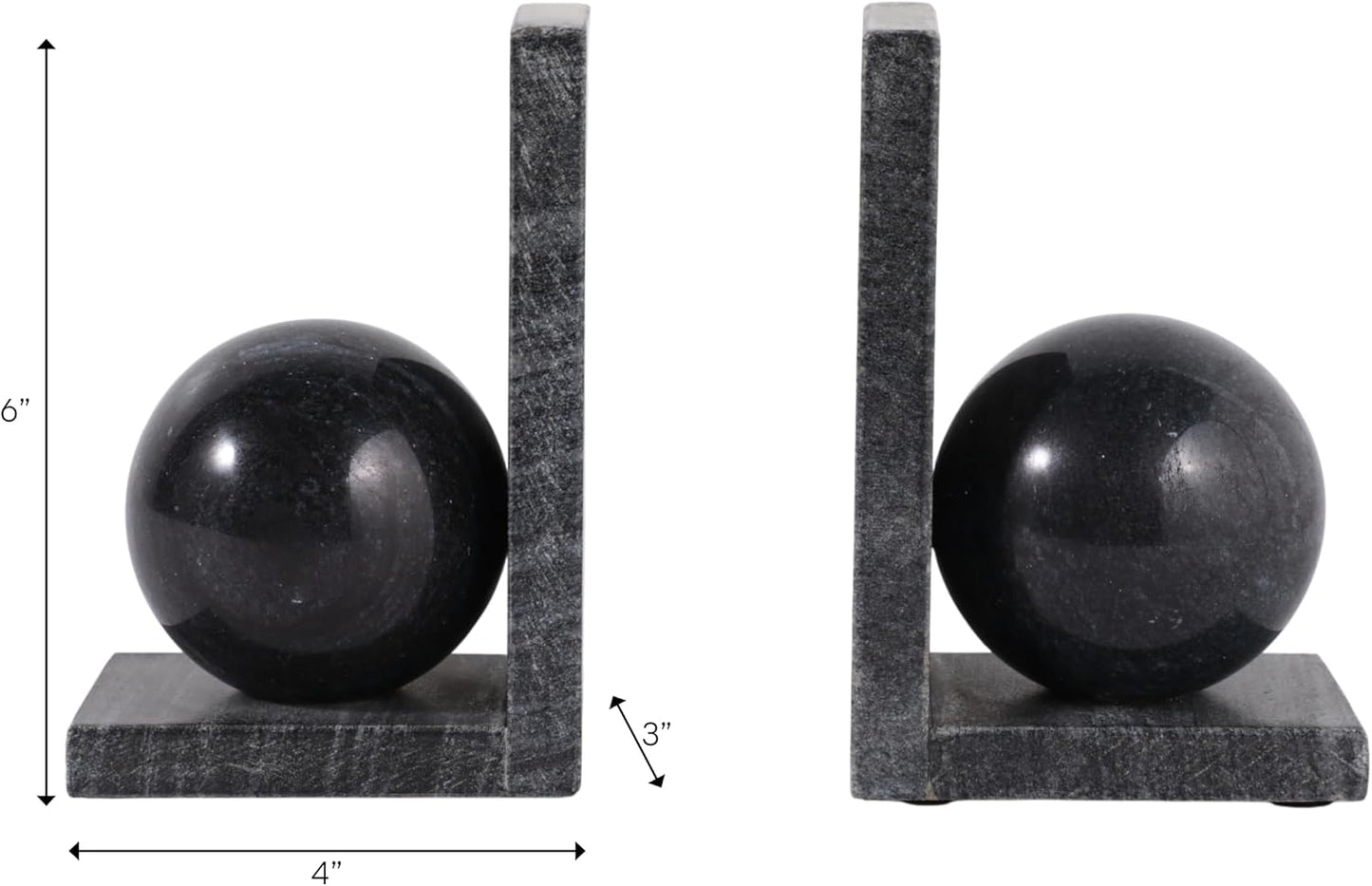 Modern Marble Bookends / Black