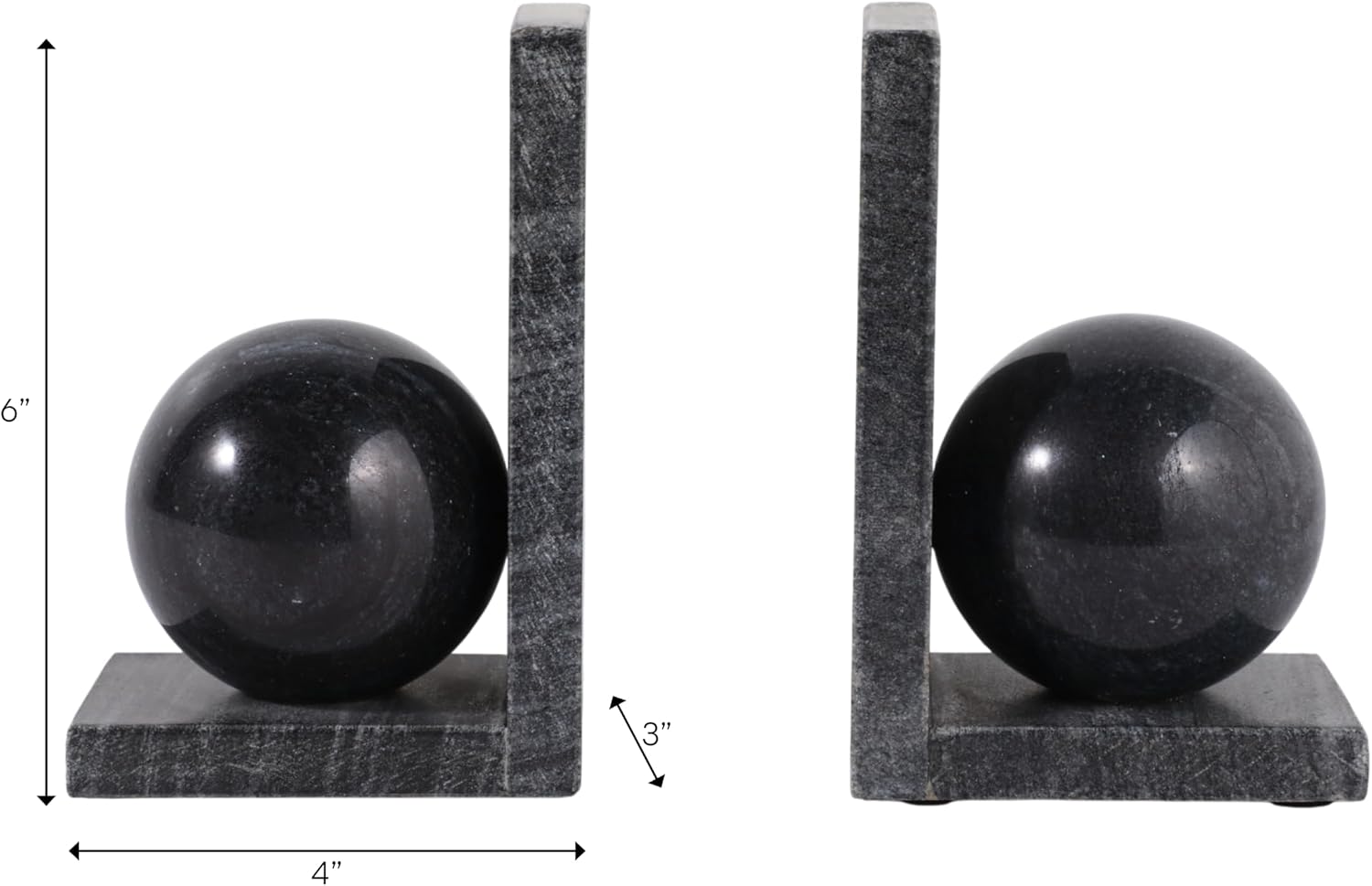 Modern Marble Bookends / Black