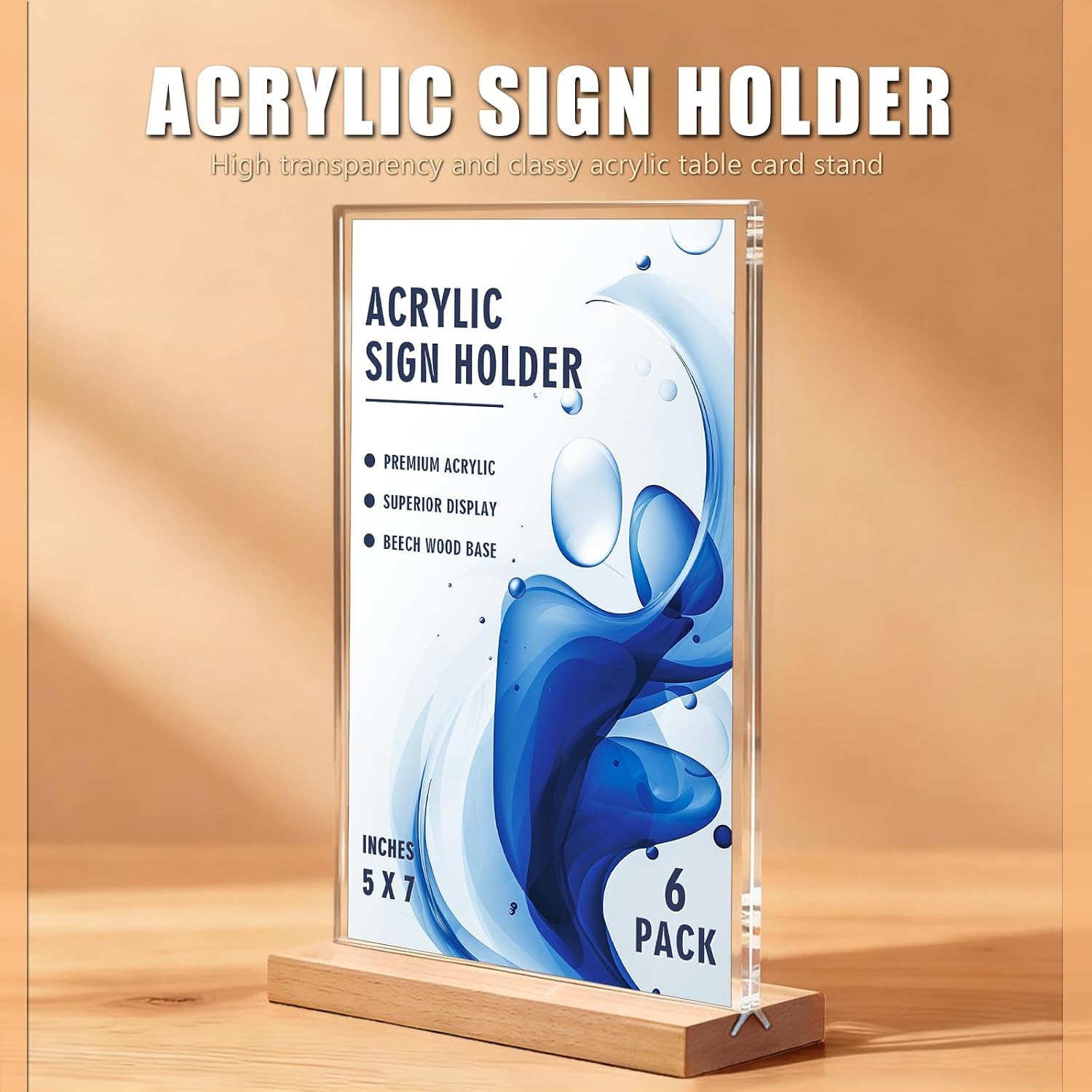 acrylic sign holder / 5*7 / 5 x 7 / Set of 6