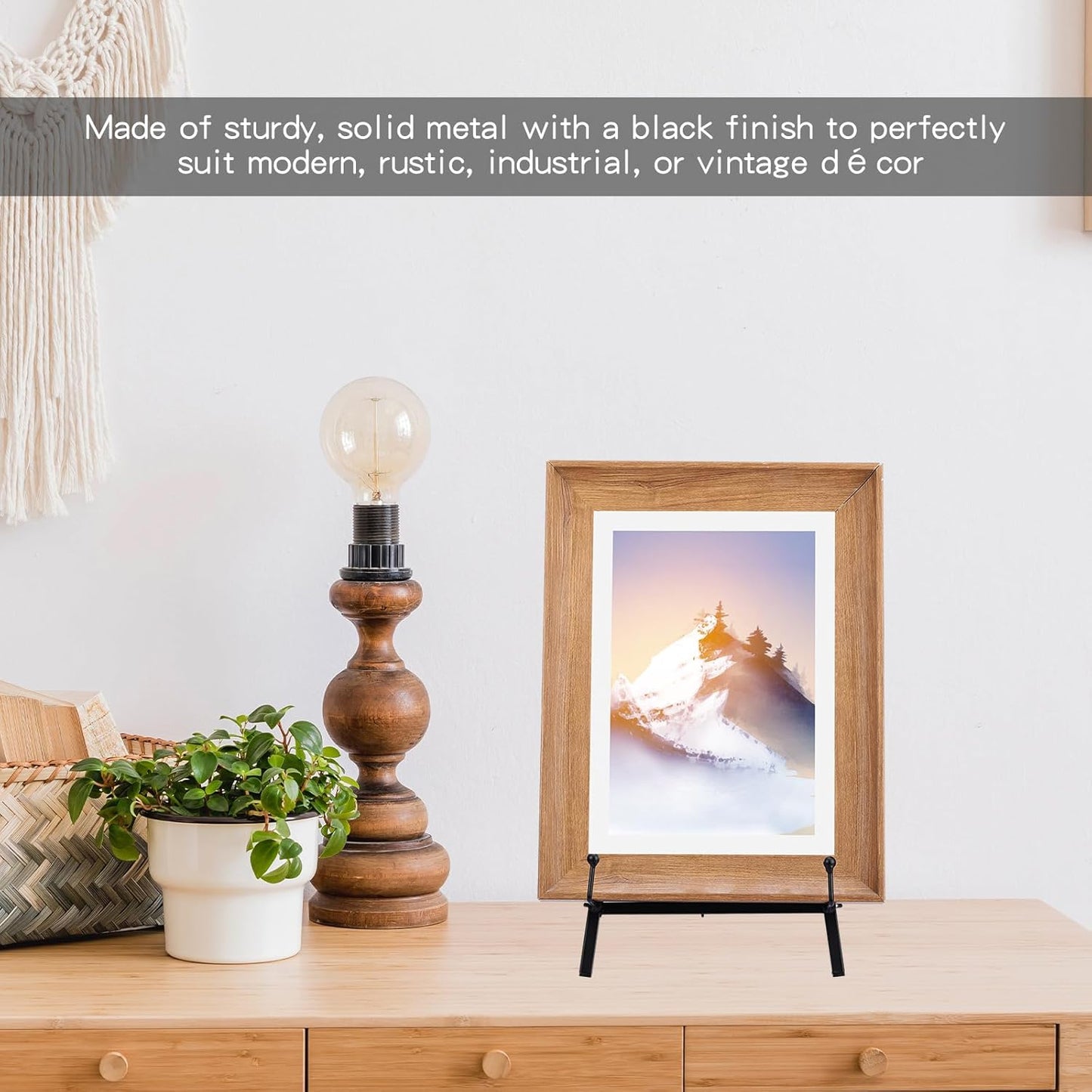 Metal Easel Stand 16.5" H x 8.7" W x 4.3" D Table Top Easel Stand for Display Tripod Art / Black