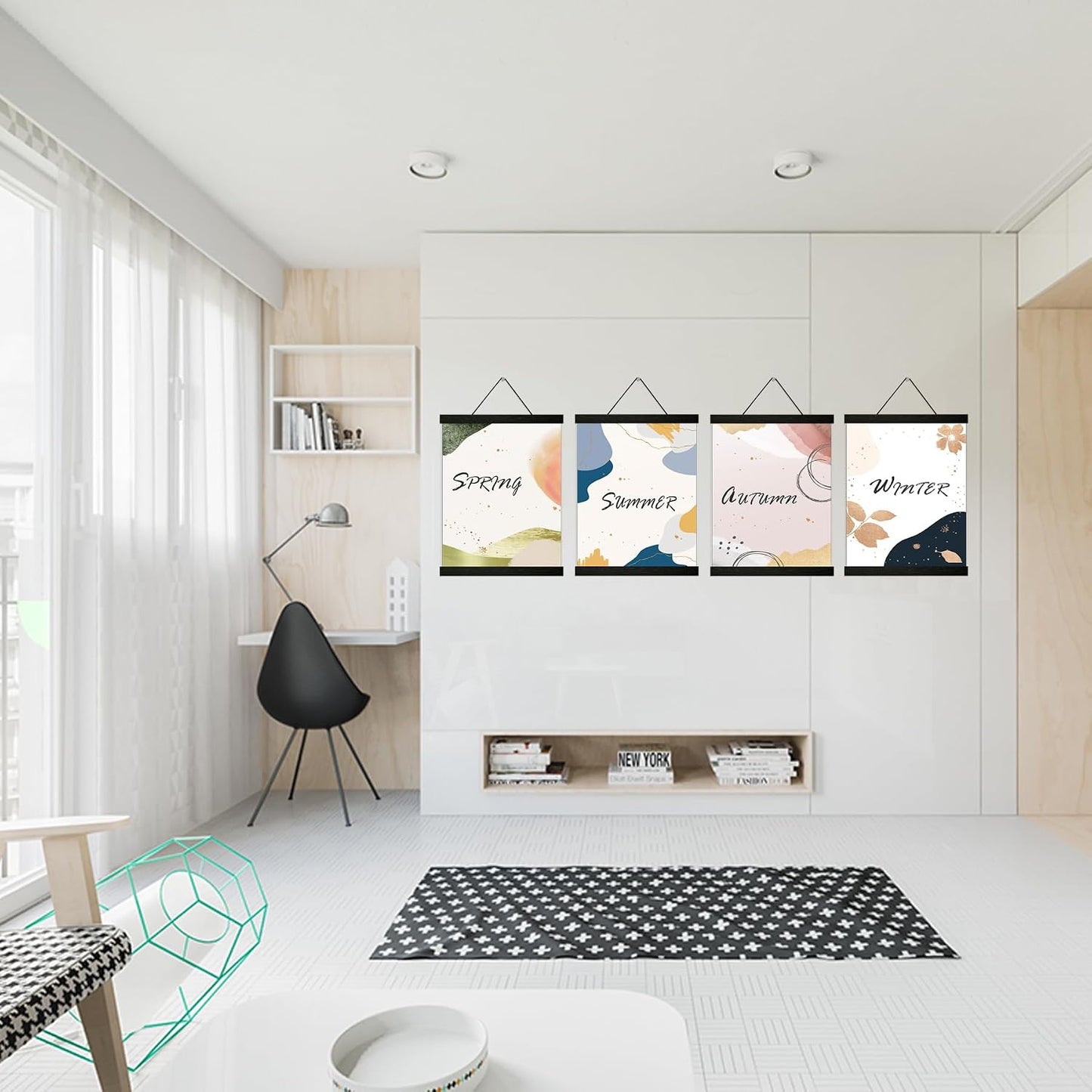 4 Pack Magnetic Poster Hanger Frame 12 inch Black- 12x16 12x18 12x20 12x24 Poster Frame for Wall Art Pictures Photos