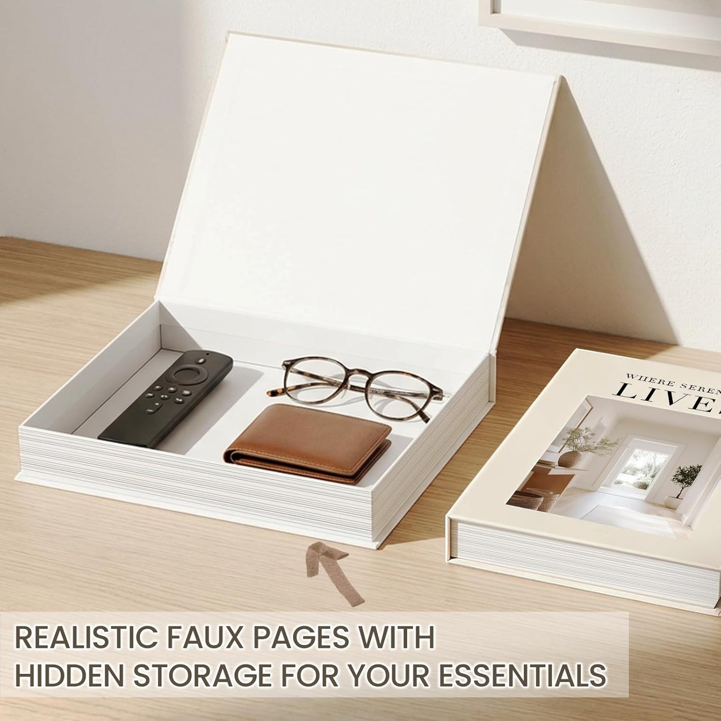Coffee Table Book / Beige-white / Set of 2