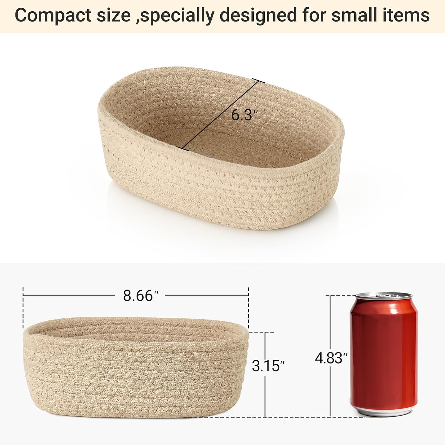 Small Oval Woven Storage Baskets for Organizing / Set of 3