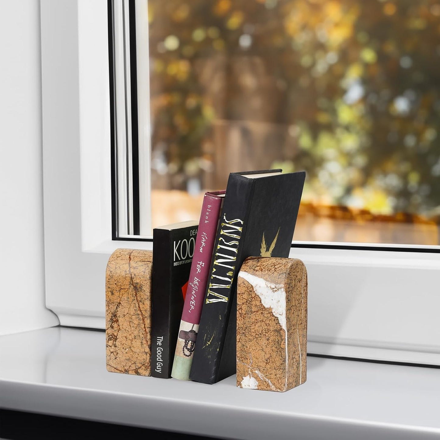 Decorative Book Ends / Brown Red Marble-rainforest Gold