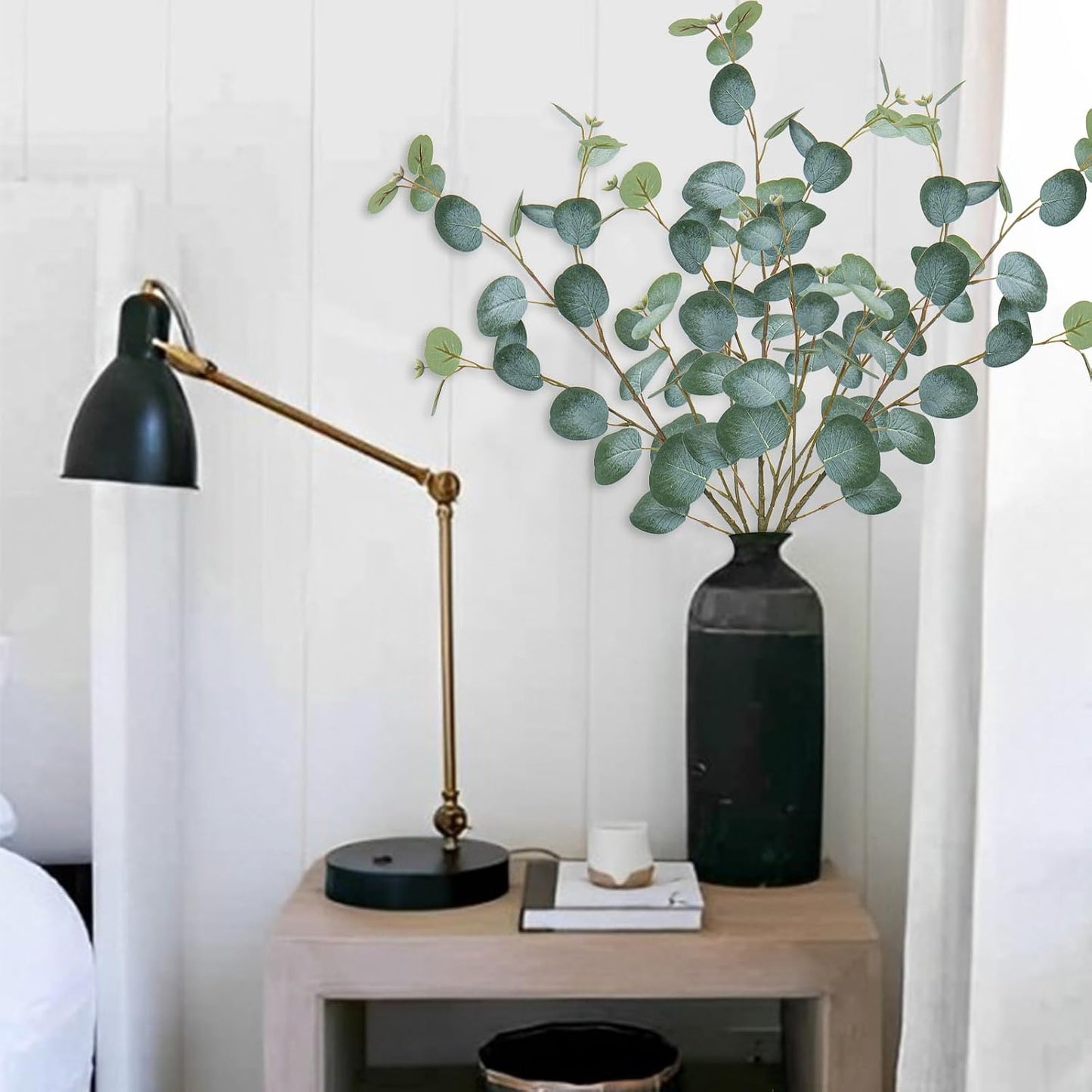 Artificial Eucalyptus Stems Long Faux Eucalyptus Branches Fake / Green / 31 Inch / Set of 3