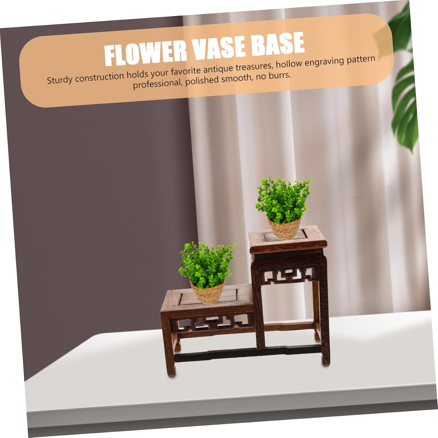 Chicken Wenge Wood Base Riser Vintage Style Wooden Display Stand for Small / 7.48 x 5.70 x 3.34