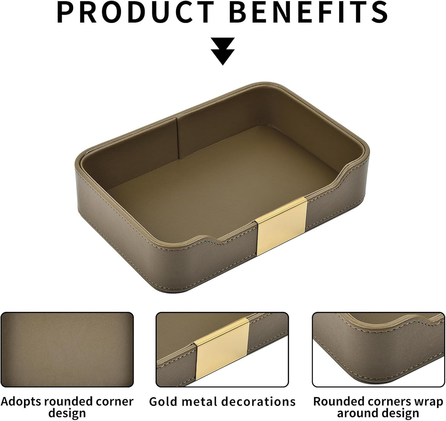 Leather Valet Tray Desktop Storage Organizer / 8.5 x 5.8 x 1.9 / Olive Green