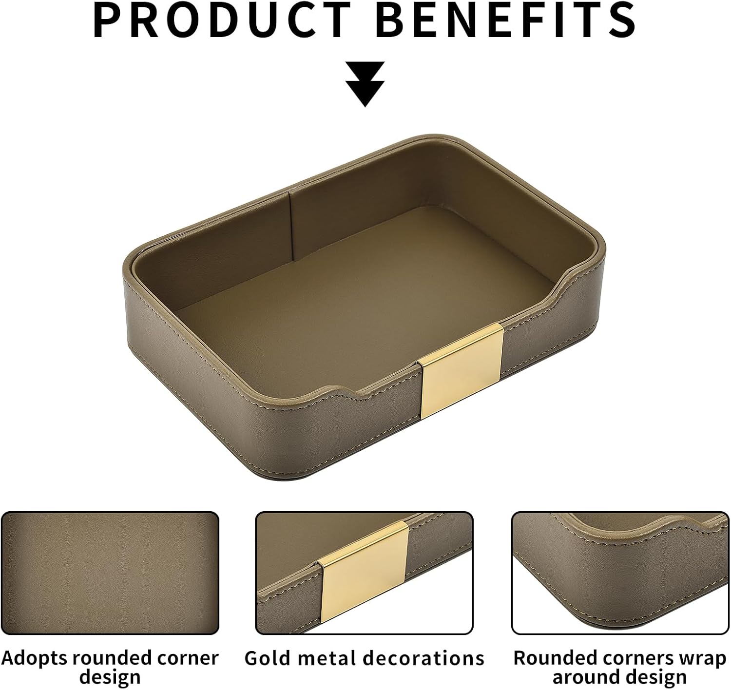 Leather Valet Tray Desktop Storage Organizer / 8.5 x 5.8 x 1.9 / Olive Green