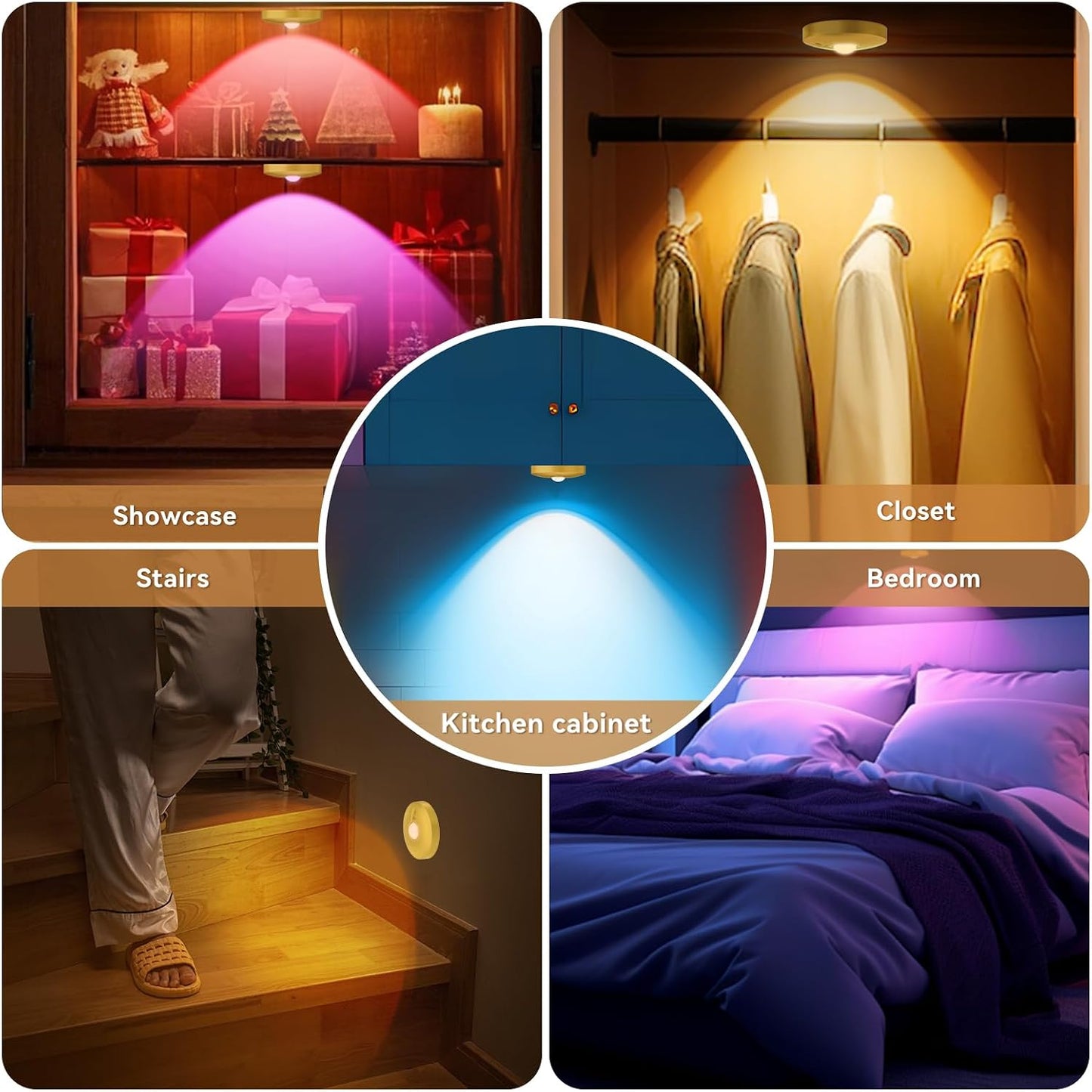 Rechargeable Puck Lights with Remote, 12 Pack Magnetic Under Cabinet Lighting, 1500mAh Battery Operated LED Tap Lights