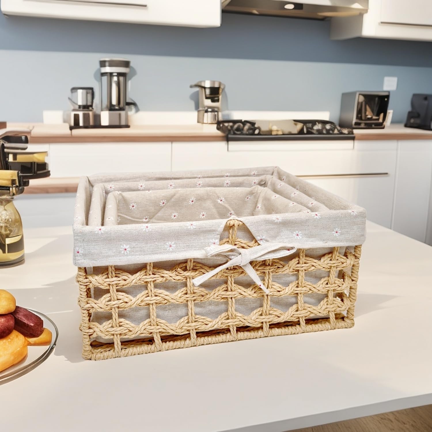 Boho Paper Rope Basket / Beige