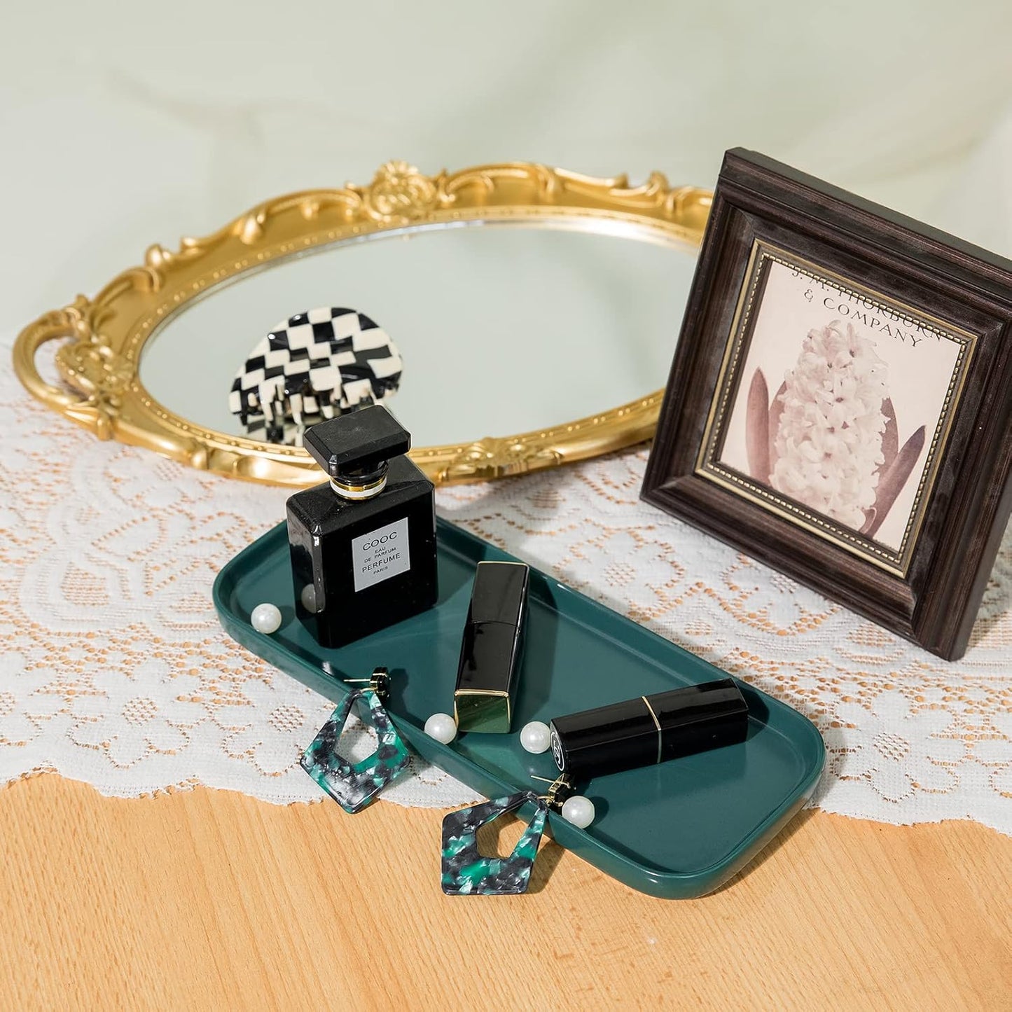 Ceramic Bathroom Tray / Blackish Green