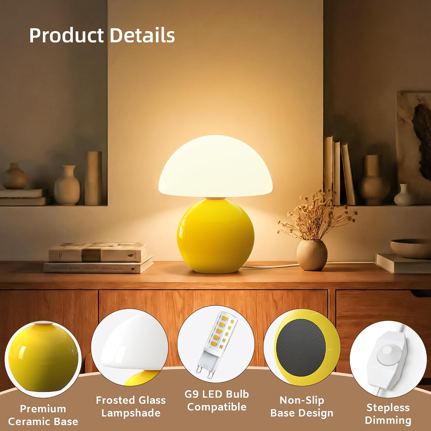 Mushroom Lamp Desk Lamp / Yellow