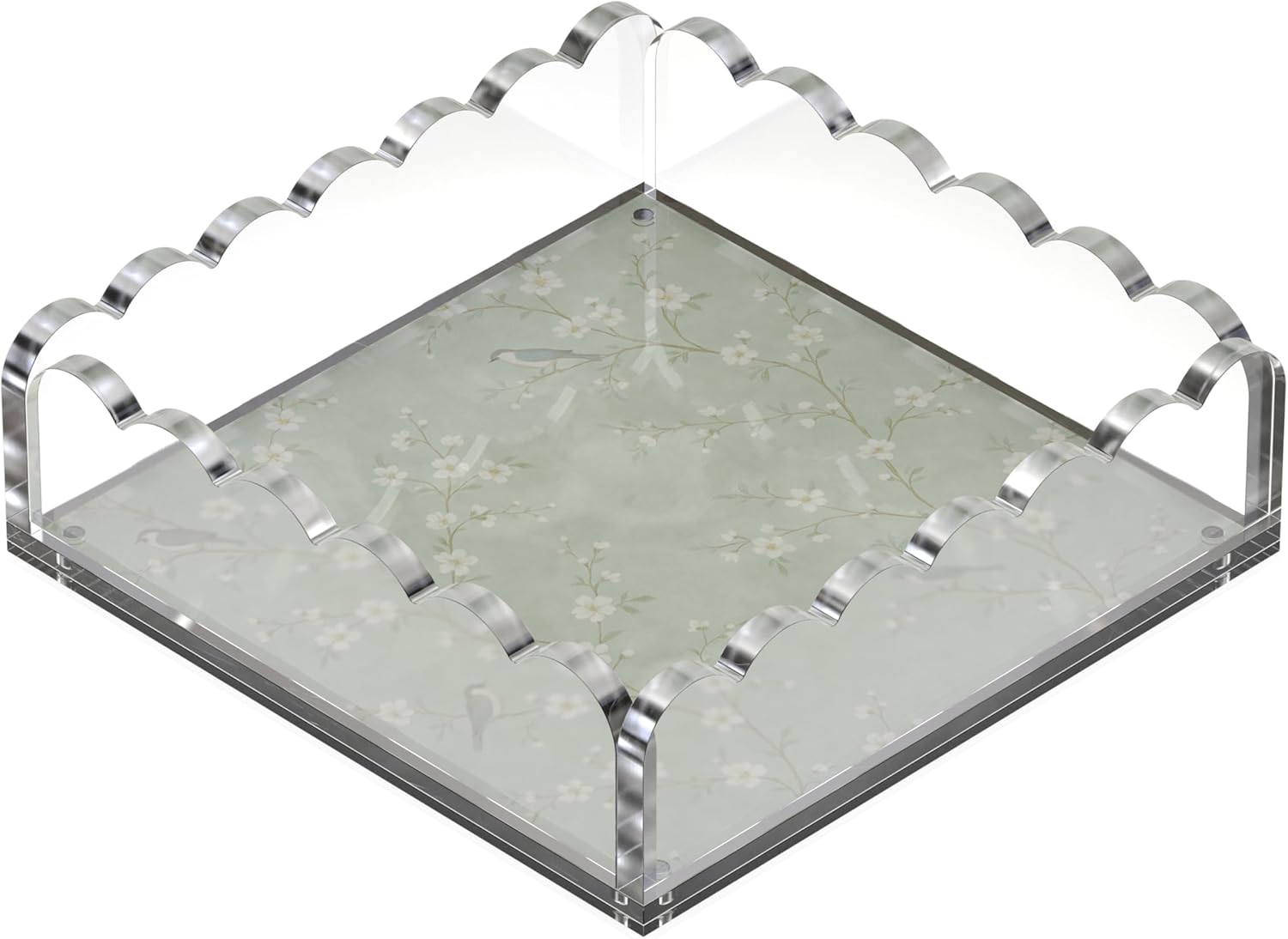 Scalloped Acrylic Tray / Clear / 8 x 8
