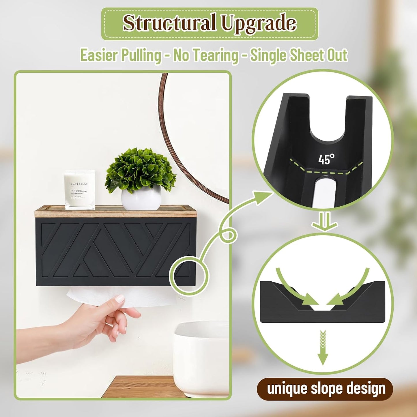 Paper Towel Dispenser Wall Mount, Paper Towel Holder Wall Mounted with Lid, Solid Wood Commercial C-Fold, Z-Fold