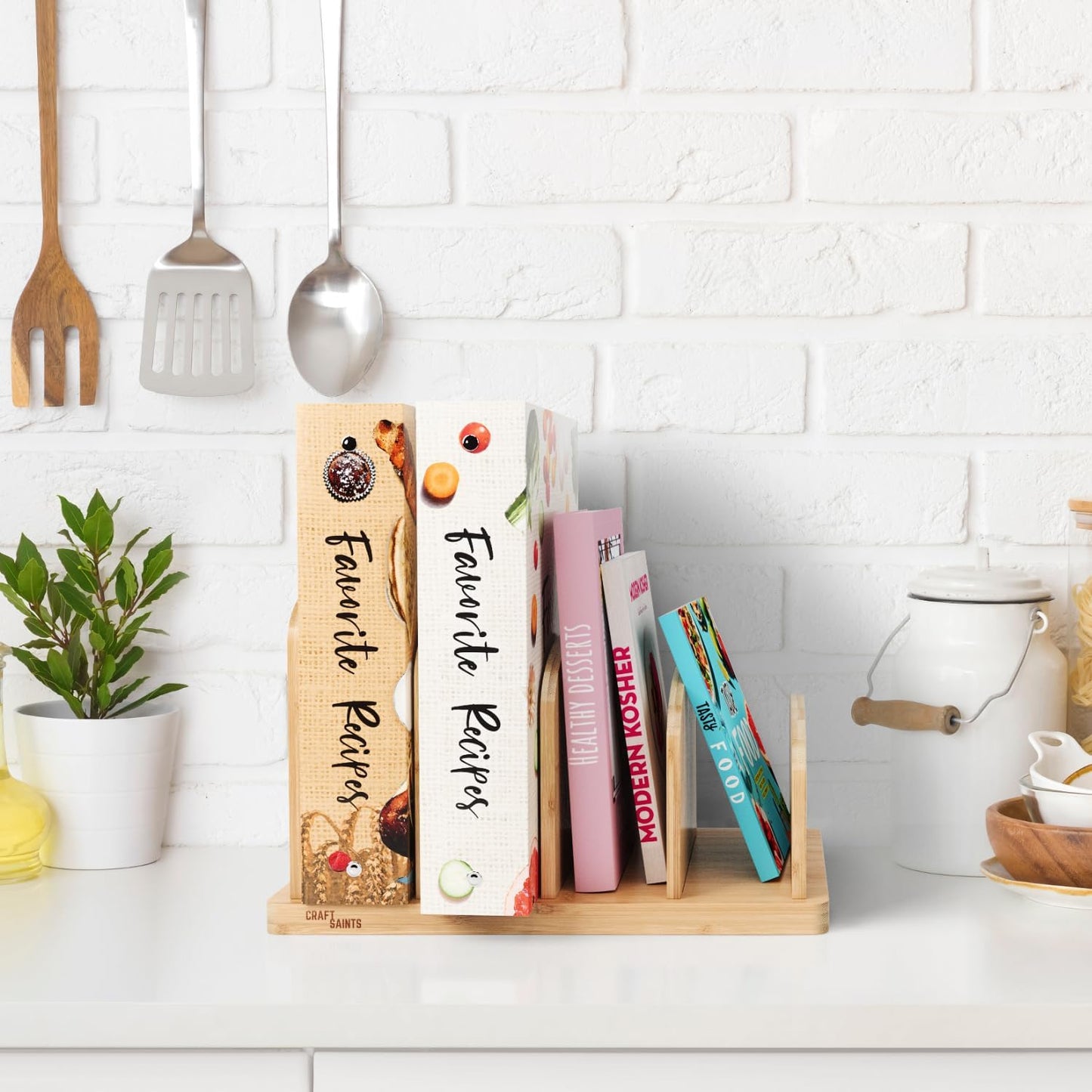Cook Book Organizer, 4 Sections, Recipe Book Holder Rack, Tabletop Stand for Convenient Cookbook Storage, Vertical Cook