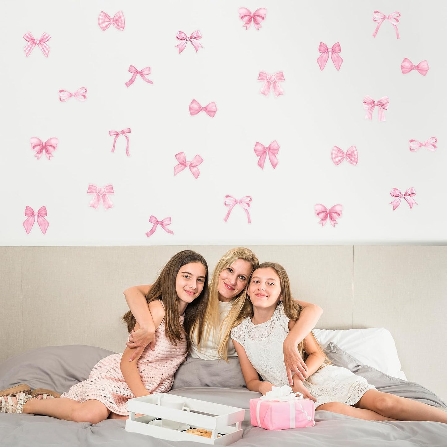 Bowtie Decal Wall Stickers / Pink Bow / Set of 60