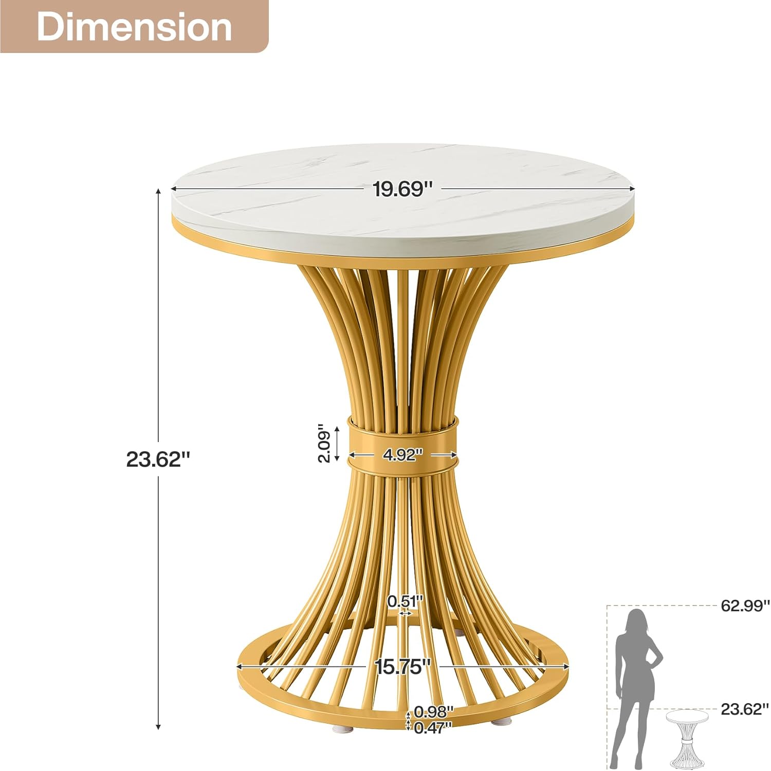 Modern Faux Marble Side Table / Gold