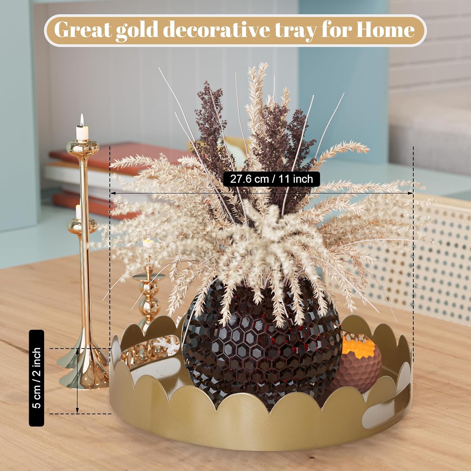 11" Versatile Ottoman Tray / Gold