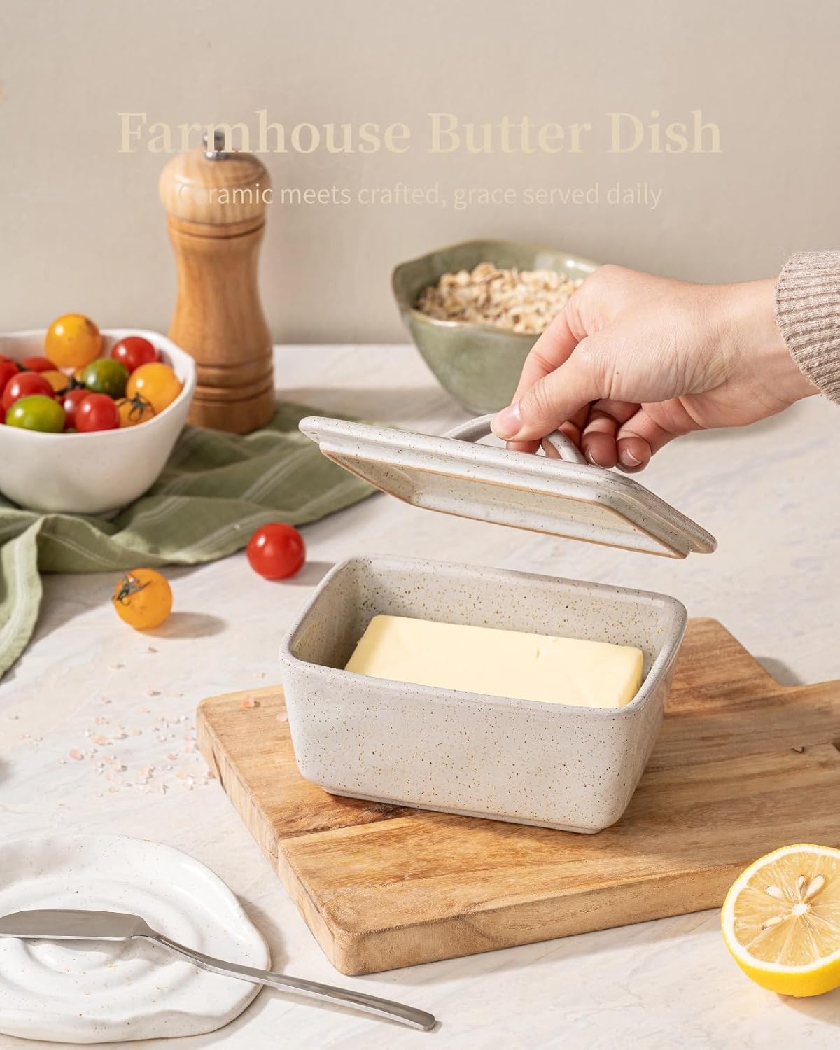 Ceramic Butter Dish / Gray