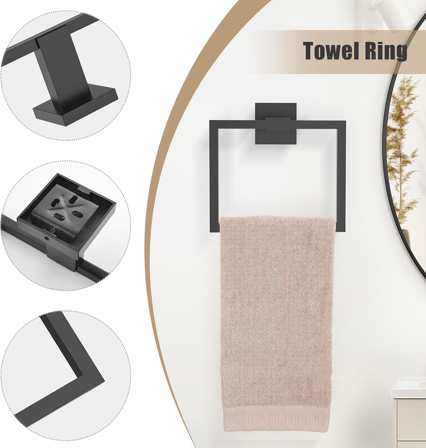 TQKAG Matte Black Bathroom Hardware Accessories Set 5 Pieces, Double Post Pivoting Toilet Paper Holder Set Stainless