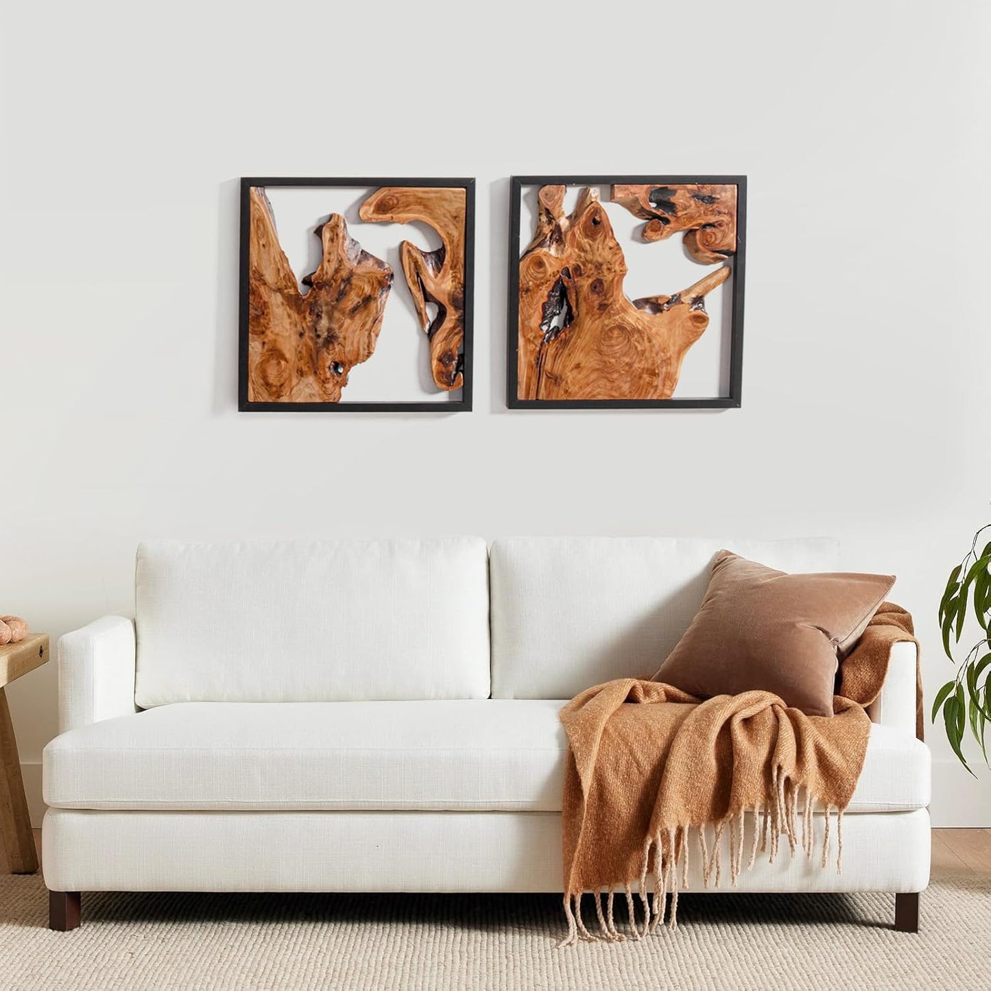Rustic Cedar Wall Sculptures / Set of 2