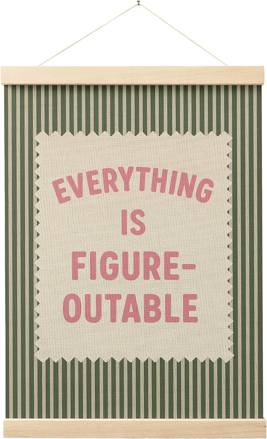 FGFK Everything Is Figureoutable Inspirational Wall Art Poster Hanger Frame, Retro Pink and Green Positive Affirmations