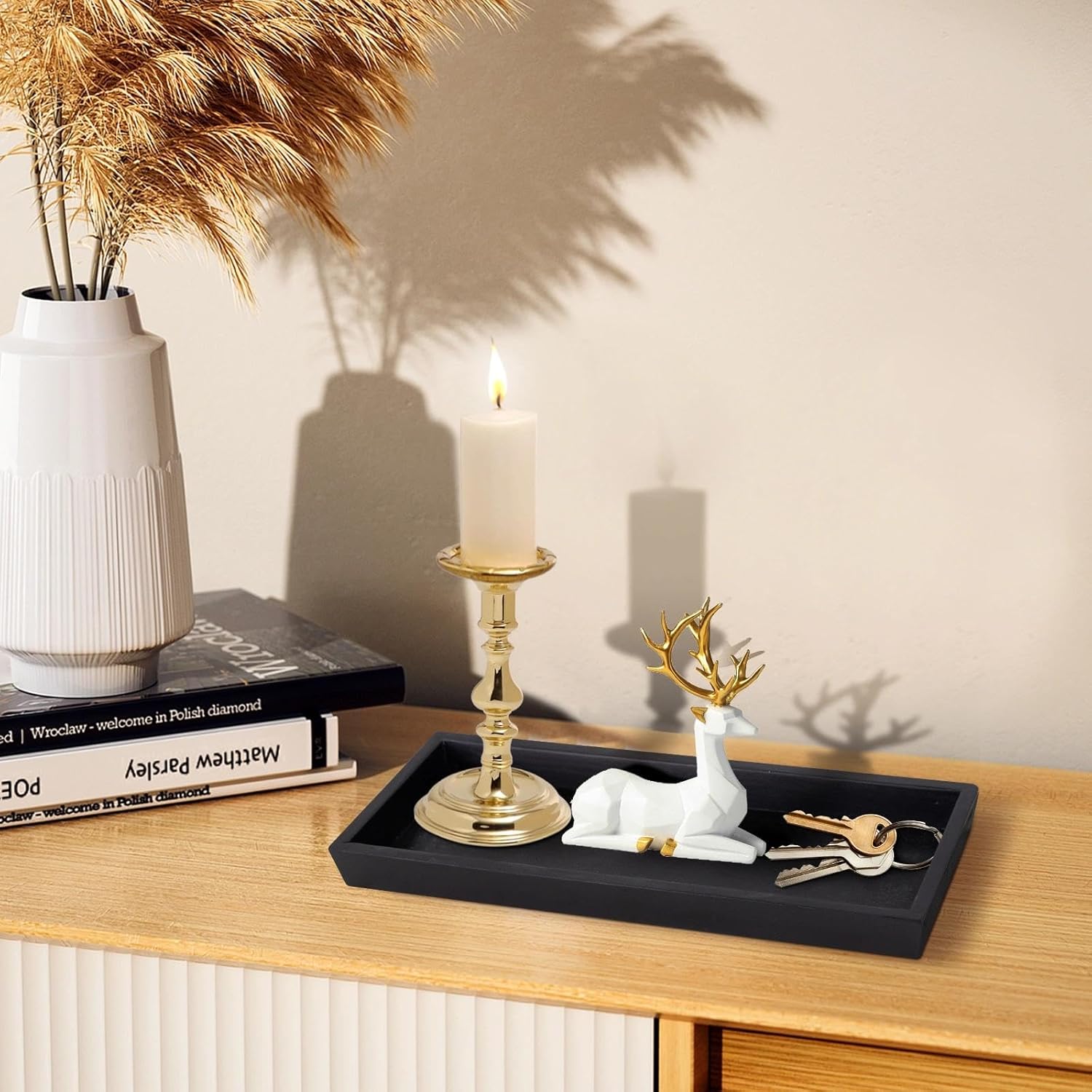Rustic Long Narrow Tray / 12.2 x 5 x 1.1 / Black