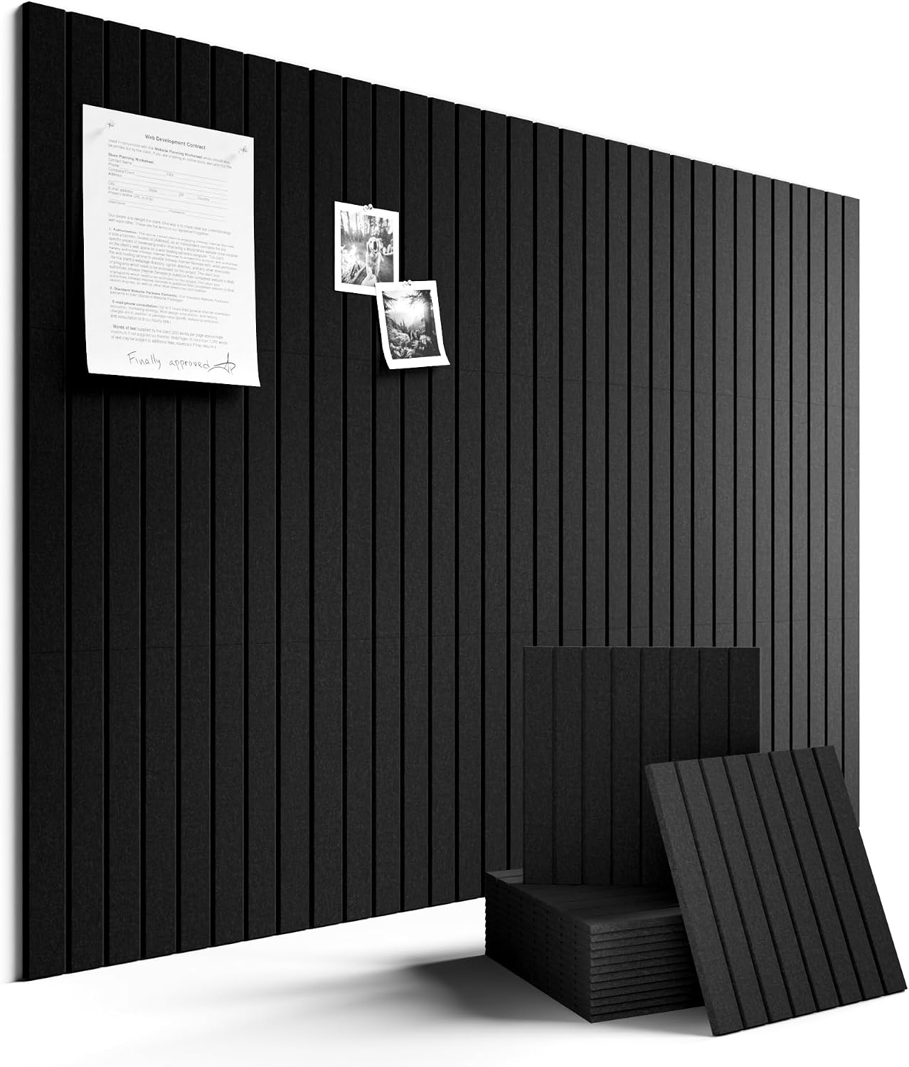 Fluxynara 48" x 36" Large Felt Bulletin Board, Black