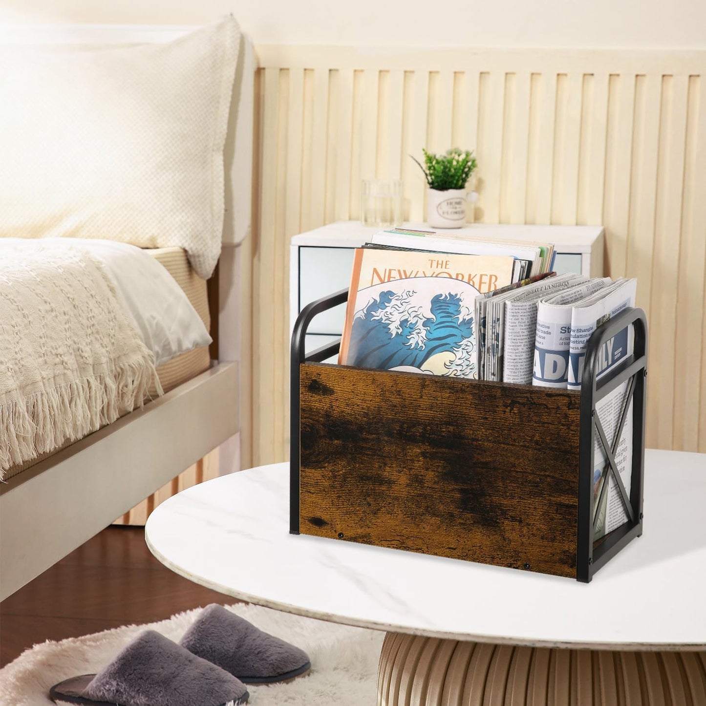 YINMIT Magazine Holder, Magazine Rack Floor, Magazine Storage Basket, Folder Organizer Bin for Books, Newspapers