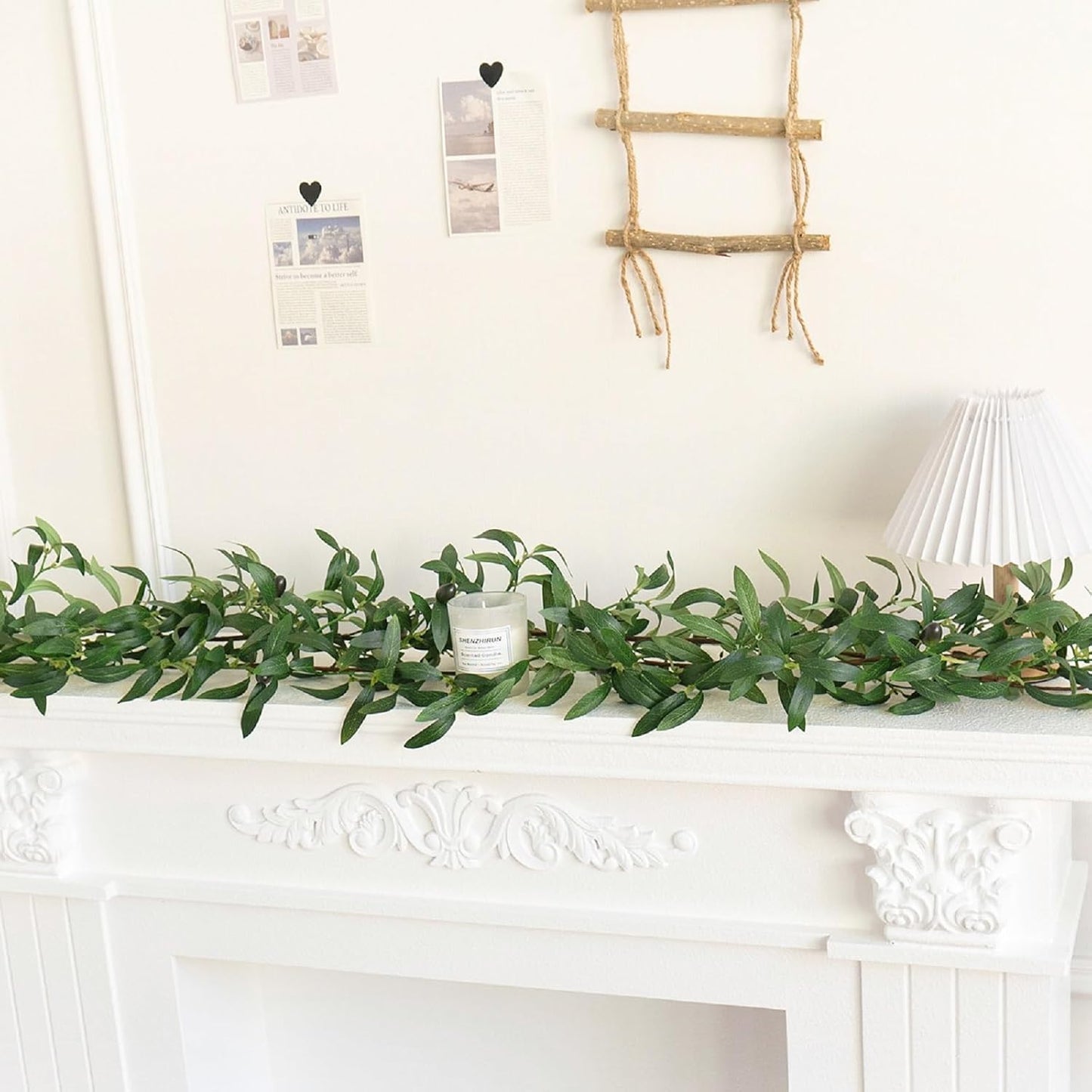 Artificial Olive Leaf Vine Garland / Length: 73 Inches / Set of 2