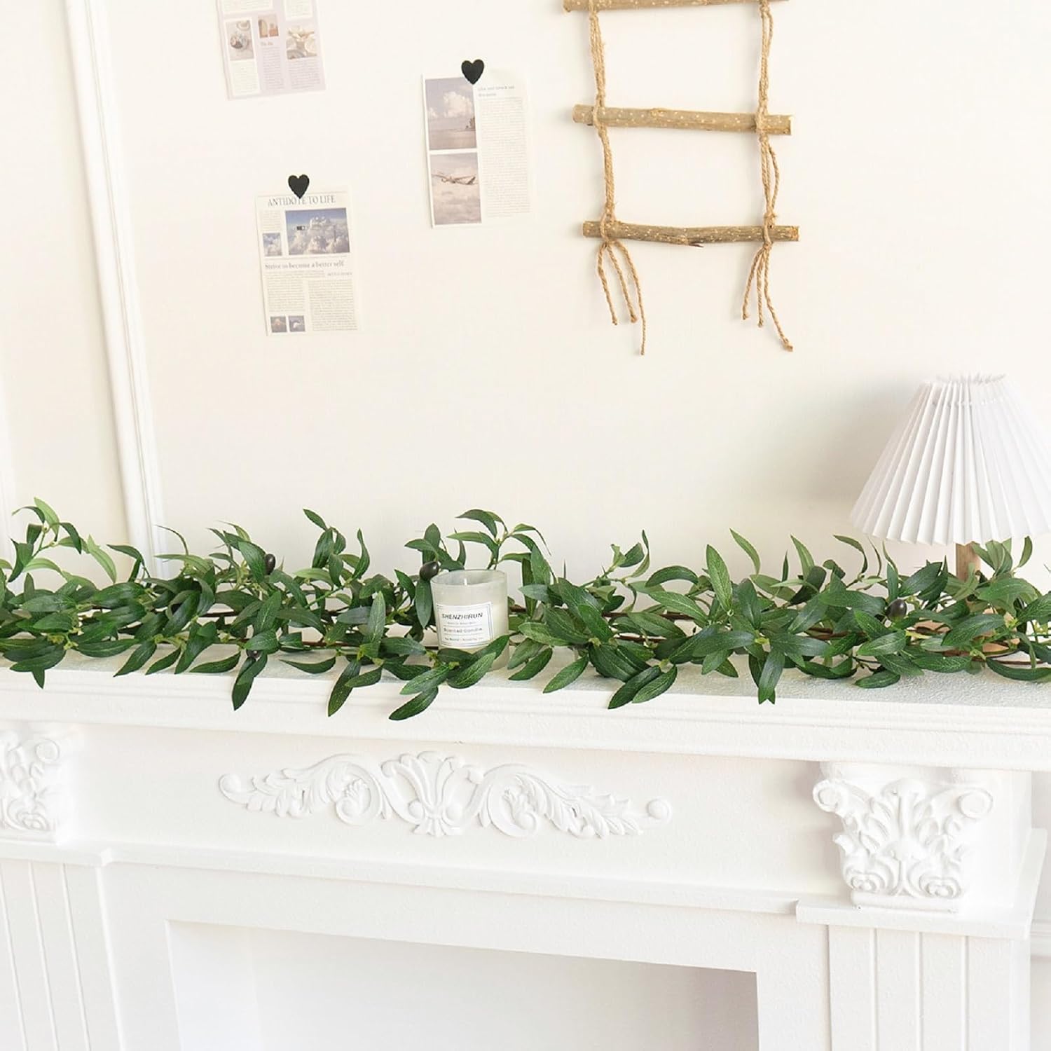 Artificial Olive Leaf Vine Garland / Length: 73 Inches / Set of 2